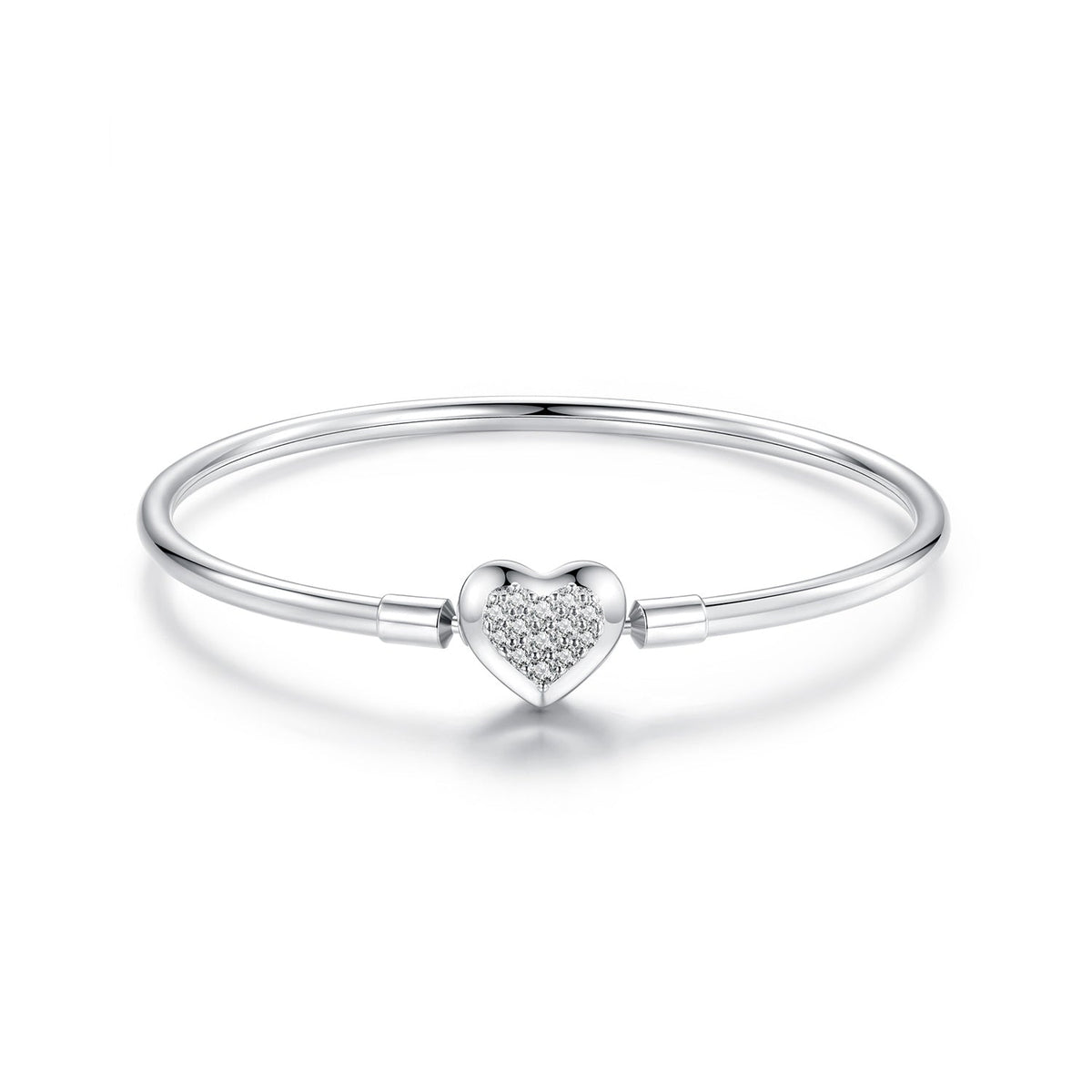 925 Sterling Silver White Gold Plated CZ Bracelet for Women - Size 17.0