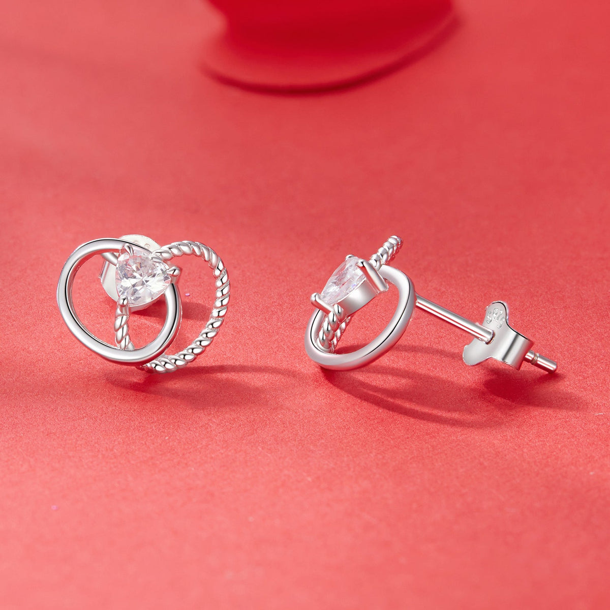 925 Sterling Silver White Gold Plated Pavé Setting CZ Earrings