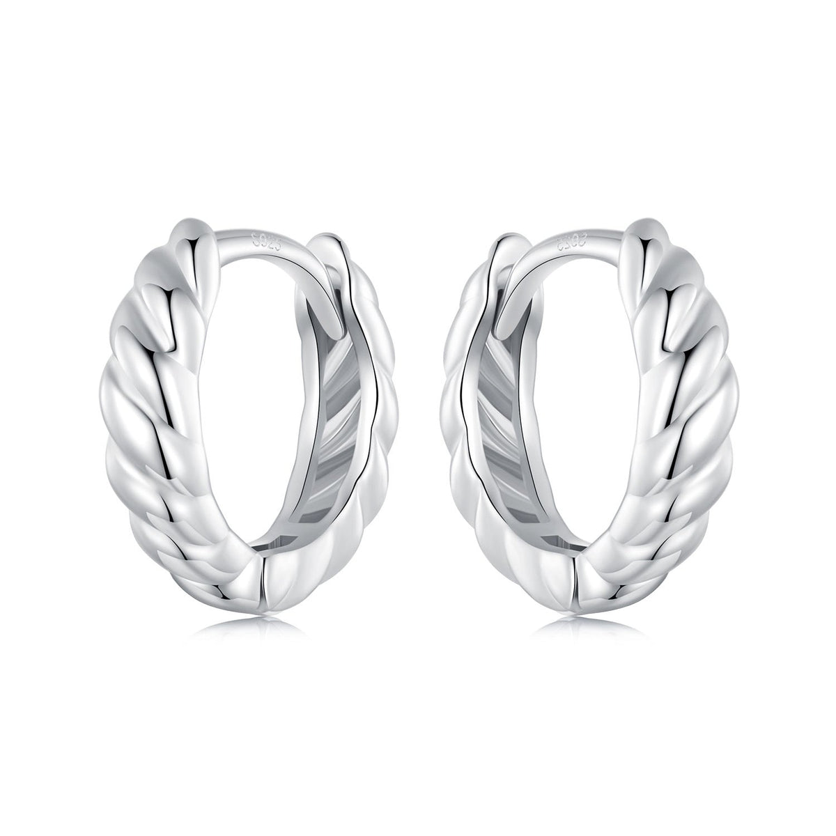 925 Sterling Silver Plated White Gold Earrings for Women - Size 11*3mm