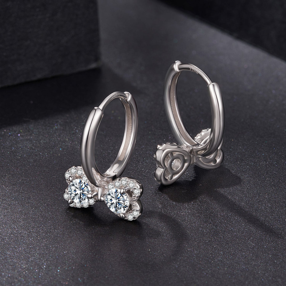 925 Sterling Silver Moissanite 0.20 Carat Earrings Plated White Gold for Women