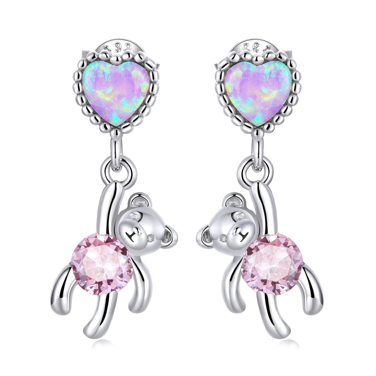 925 Sterling Silver Earrings with Translucent Opal and CZ for Women