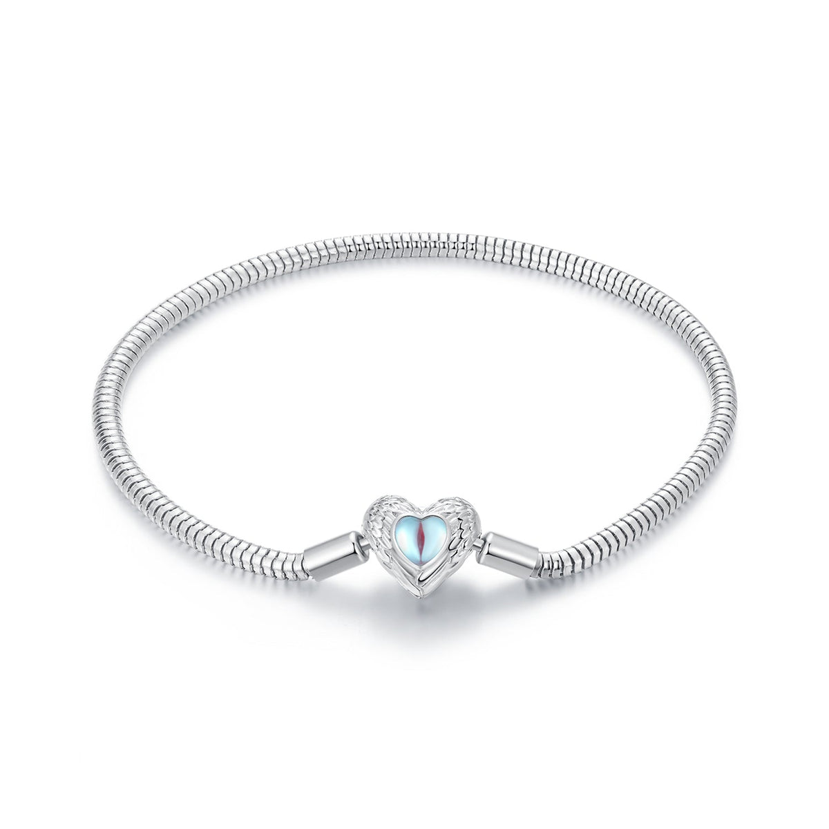 925 Sterling Silver Moonstone Bracelet 17.0 cm with White Gold Plating for Women