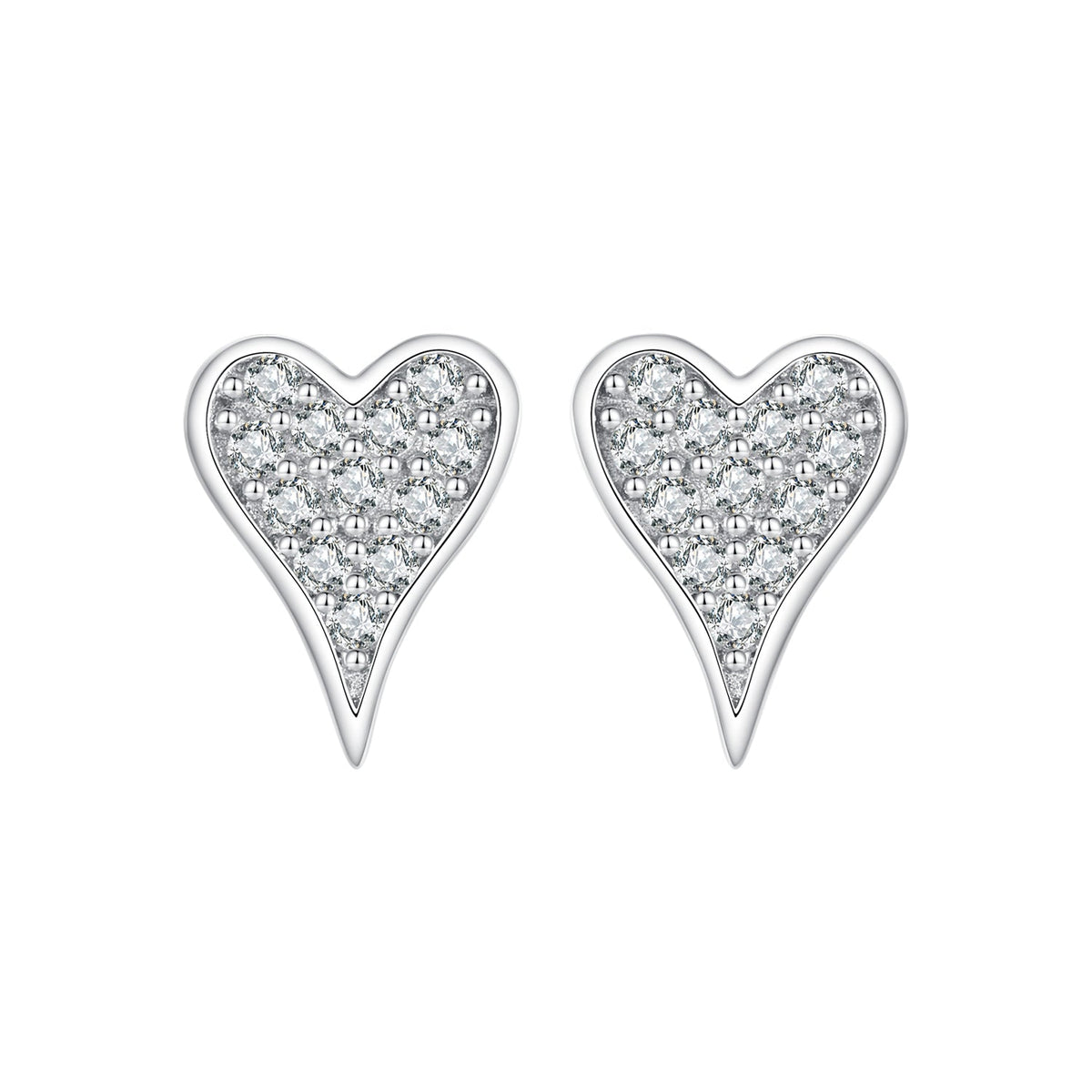 925 Sterling Silver White Gold Plated Pavé CZ Earrings