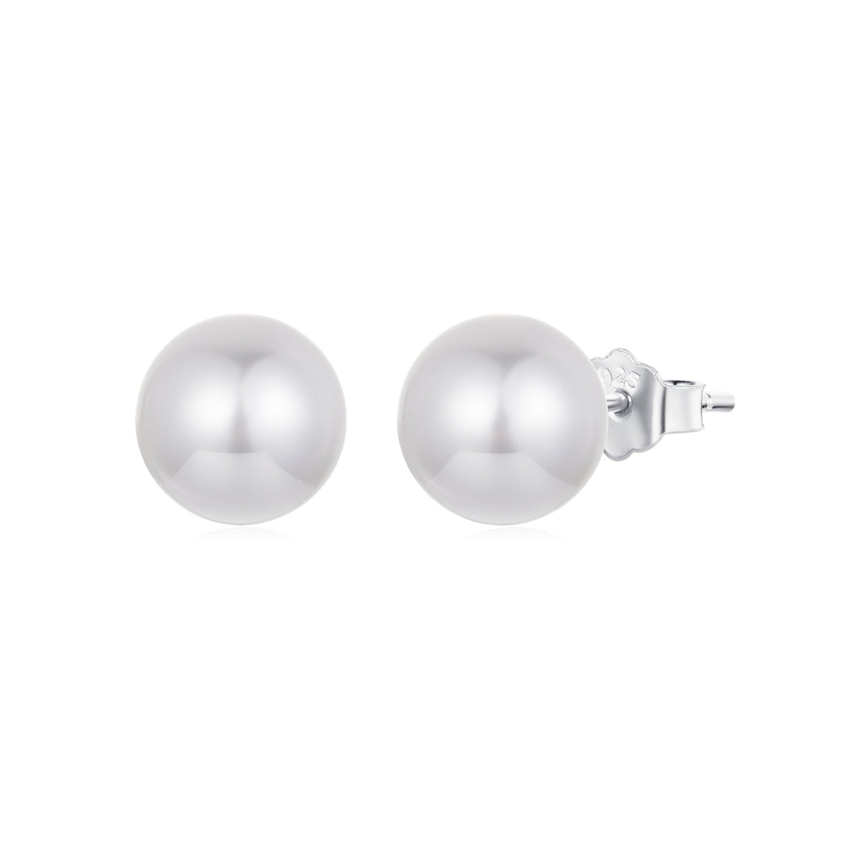 925 Sterling Silver Earrings with Quality Shell Pearl in White Gold Plating for Women