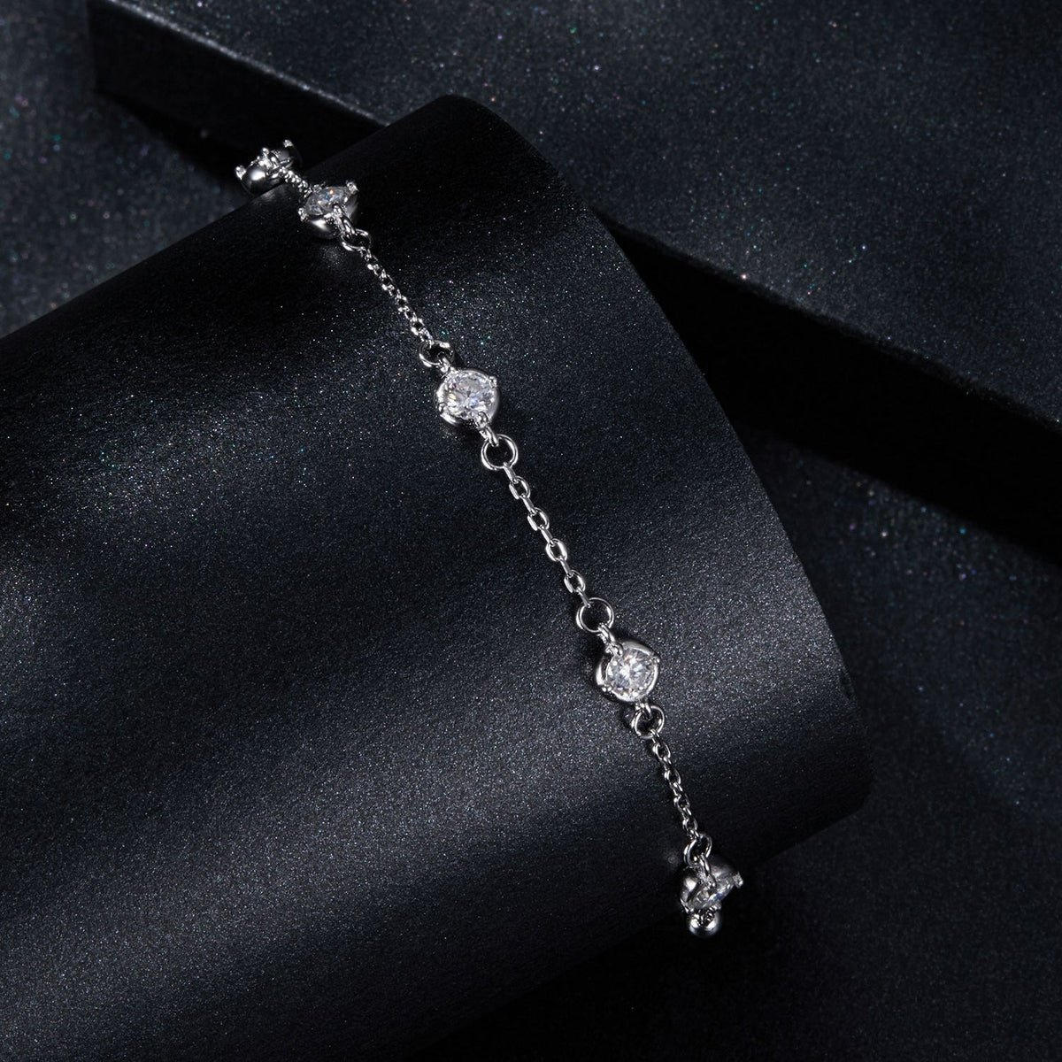 925 Sterling Silver 3mm Moissanite Bracelet for Women