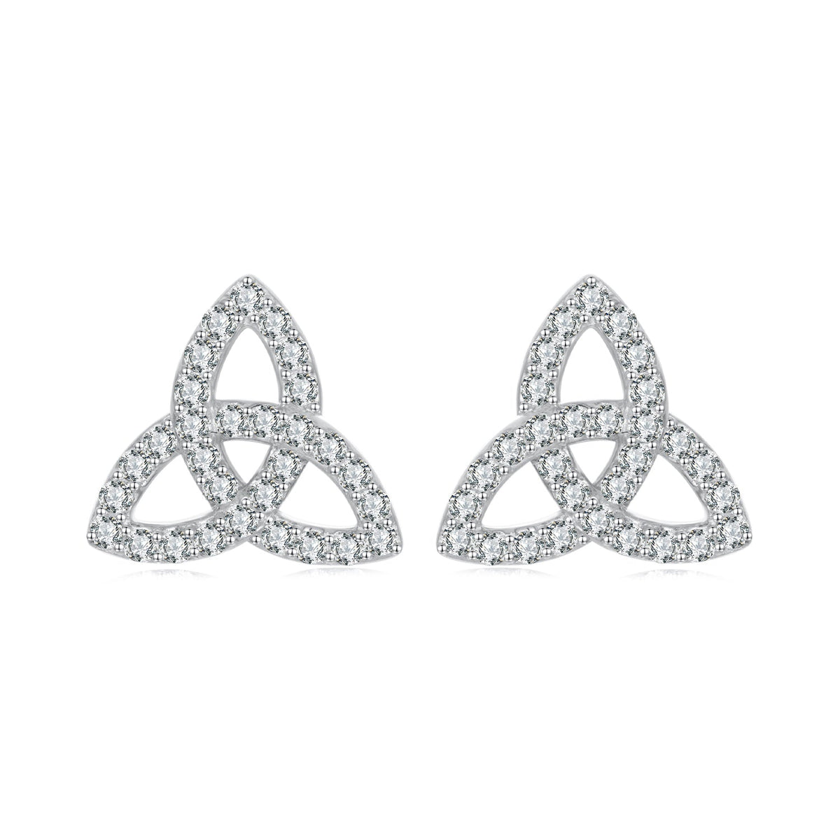 925 Sterling Silver White Gold Plated Pavé CZ Earrings