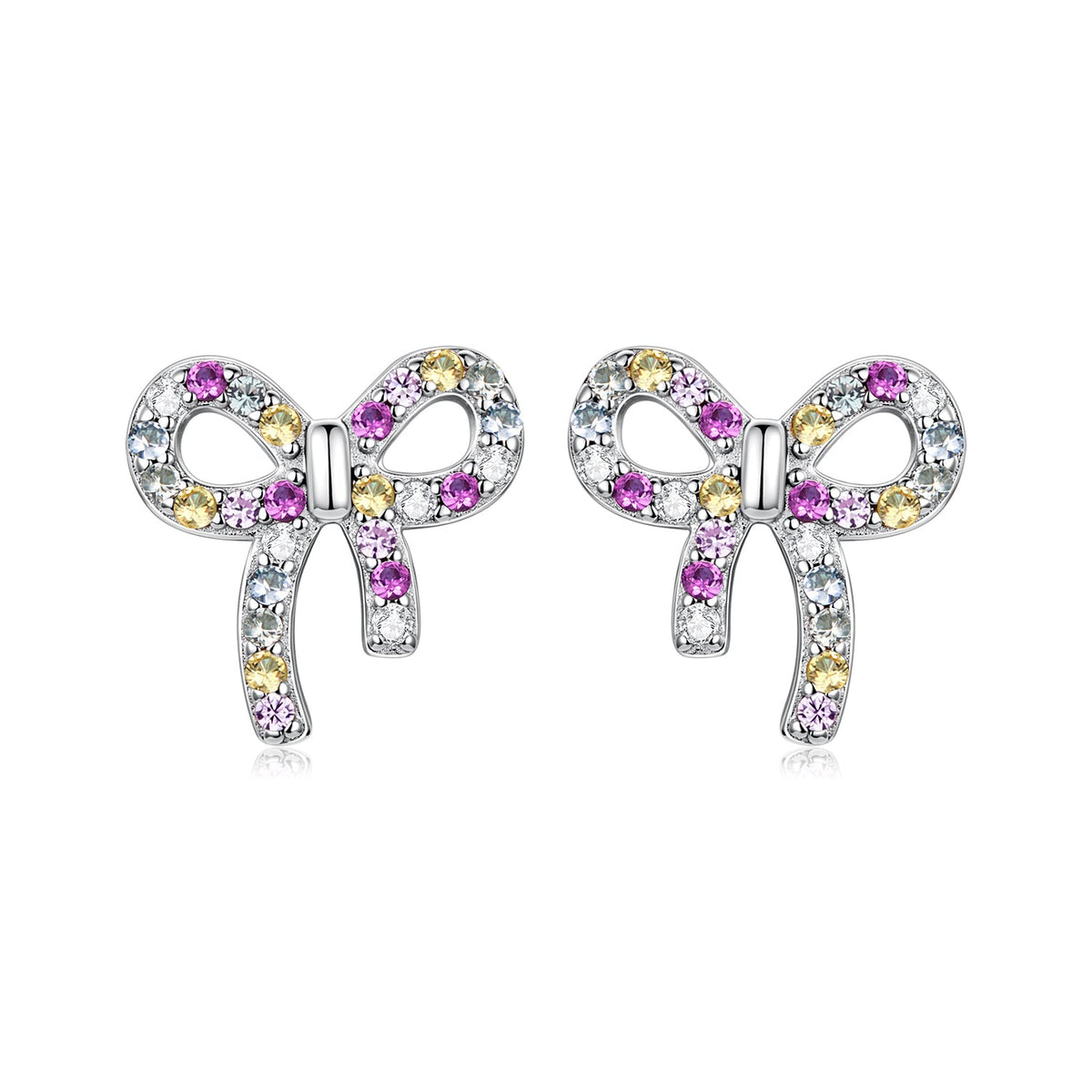 925 Sterling Silver White Gold Plated Pavé Setting CZ Earrings 1.0cm for Women