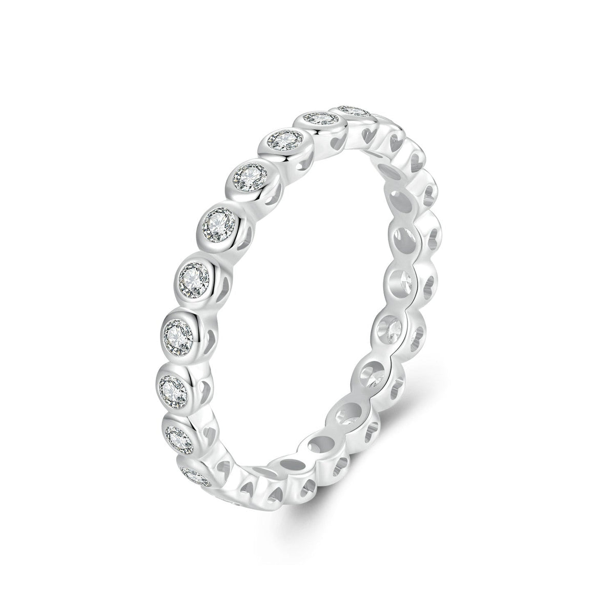 925 Sterling Silver 2mm Moissanite Ring Size 7 for Women