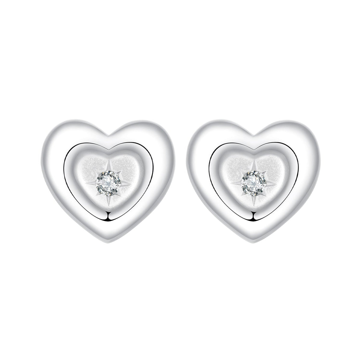 925 Sterling Silver White Gold Plated CZ Earrings