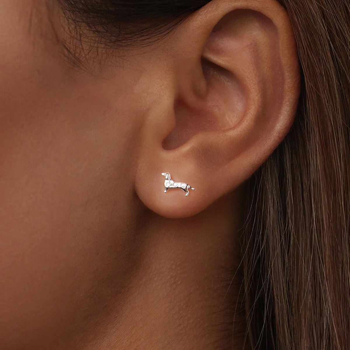 925 Sterling Silver Earrings with Pavé Setting and White Gold Plating for Women