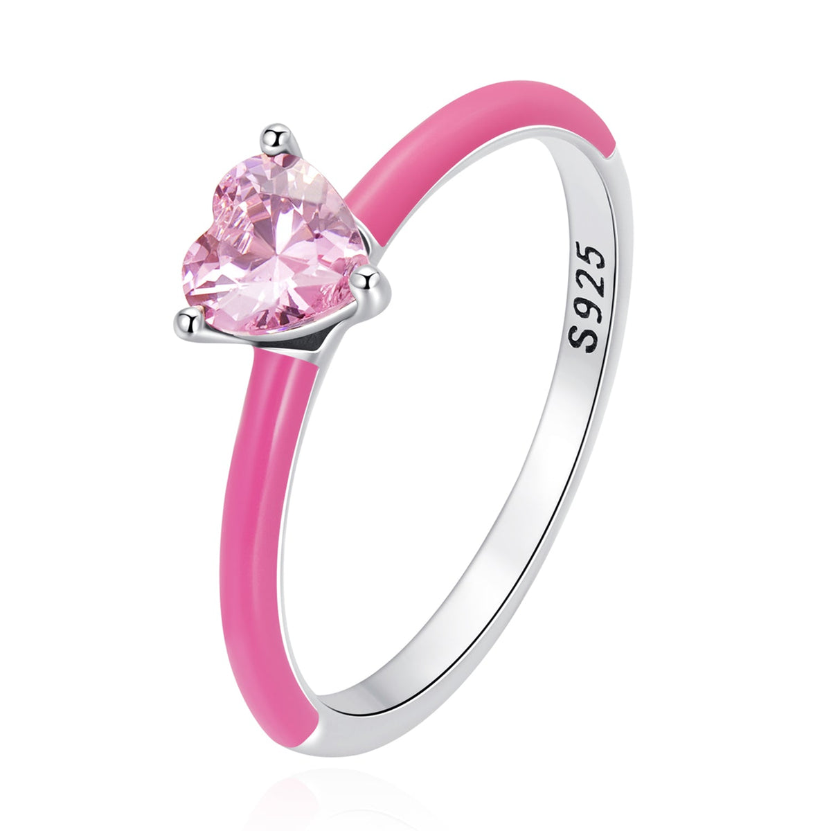 925 Sterling Silver Enamel Pavé CZ Ring Size 7 for Women