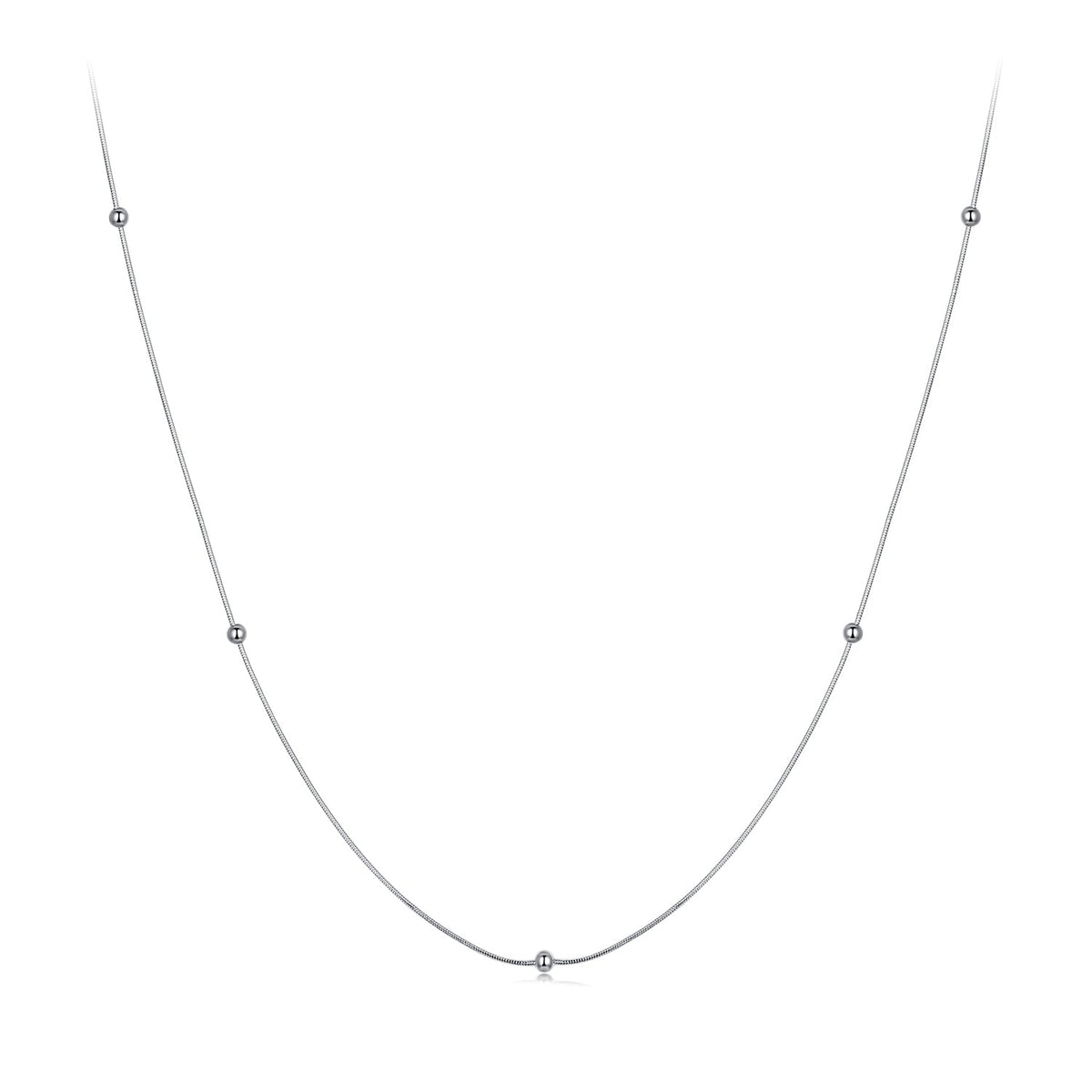 925 Sterling Silver Necklace with White Gold Plating, Length 40+5cm, Chain Thickness 0.08cm, for Women