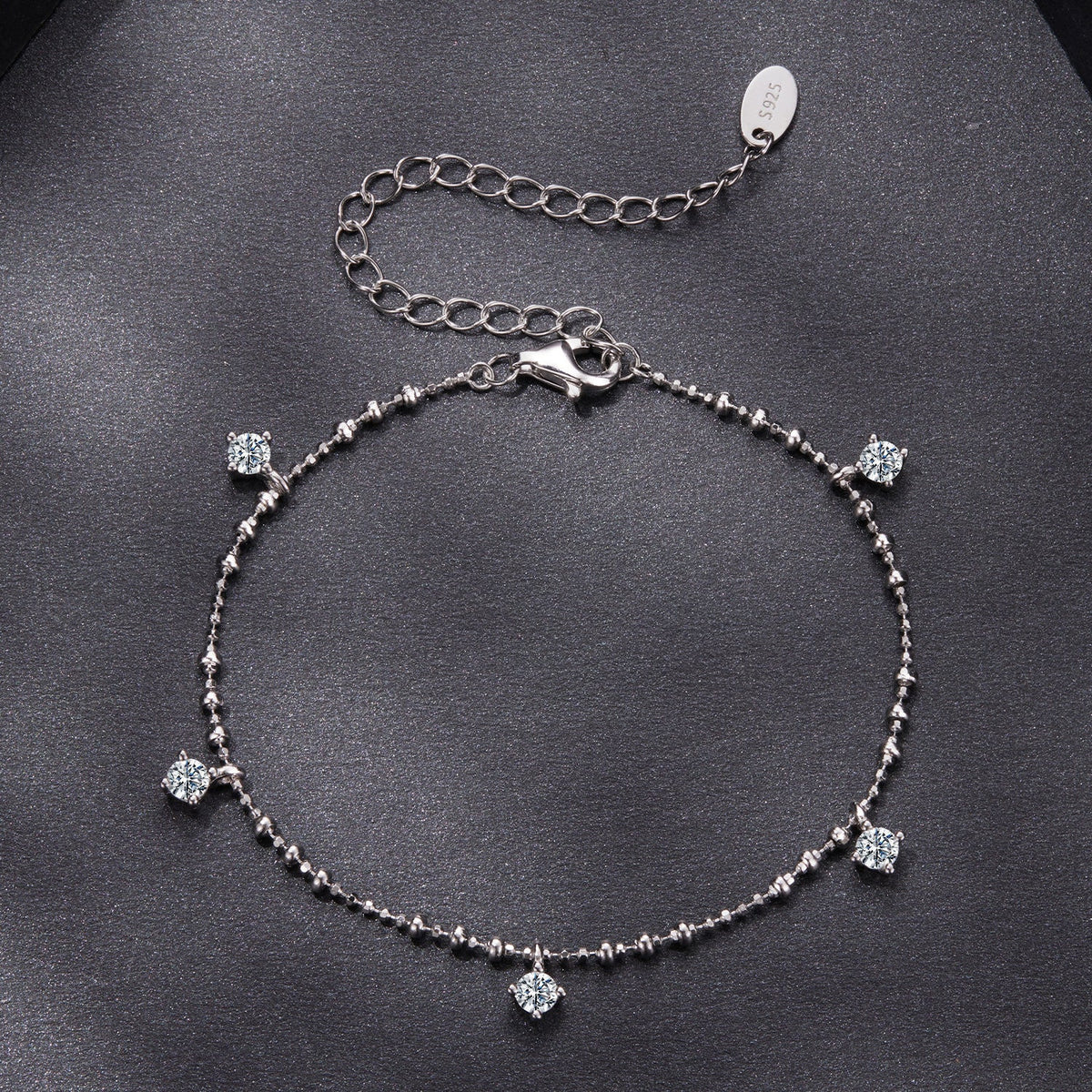 925 Sterling Silver & Moissanite Bracelet for Women - 15+6cm, Plated White Gold