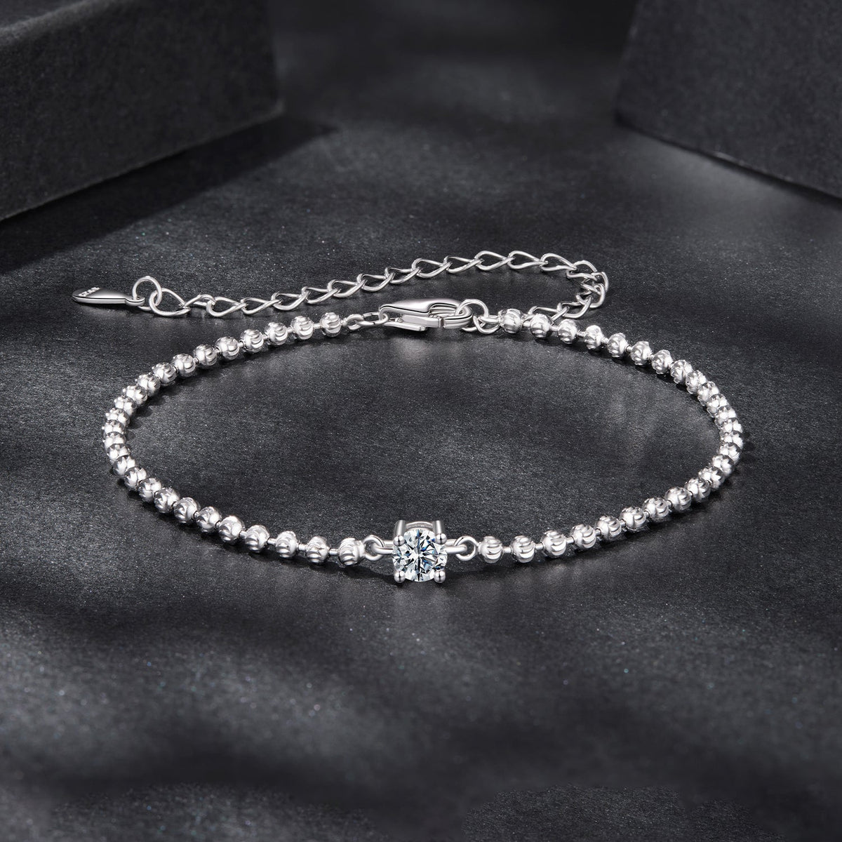 925 Sterling Silver Moissanite Bracelet 15+6cm with White Gold Plating for Women