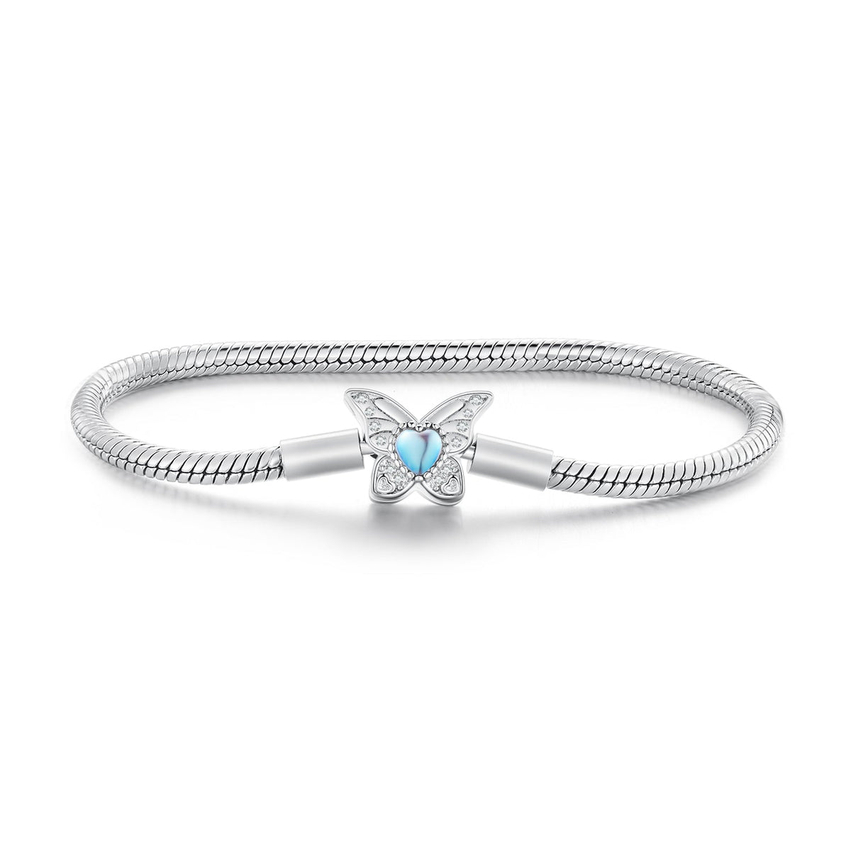 925 Sterling Silver Moonstone Bracelet 17.0 cm Pavé Setting for Women