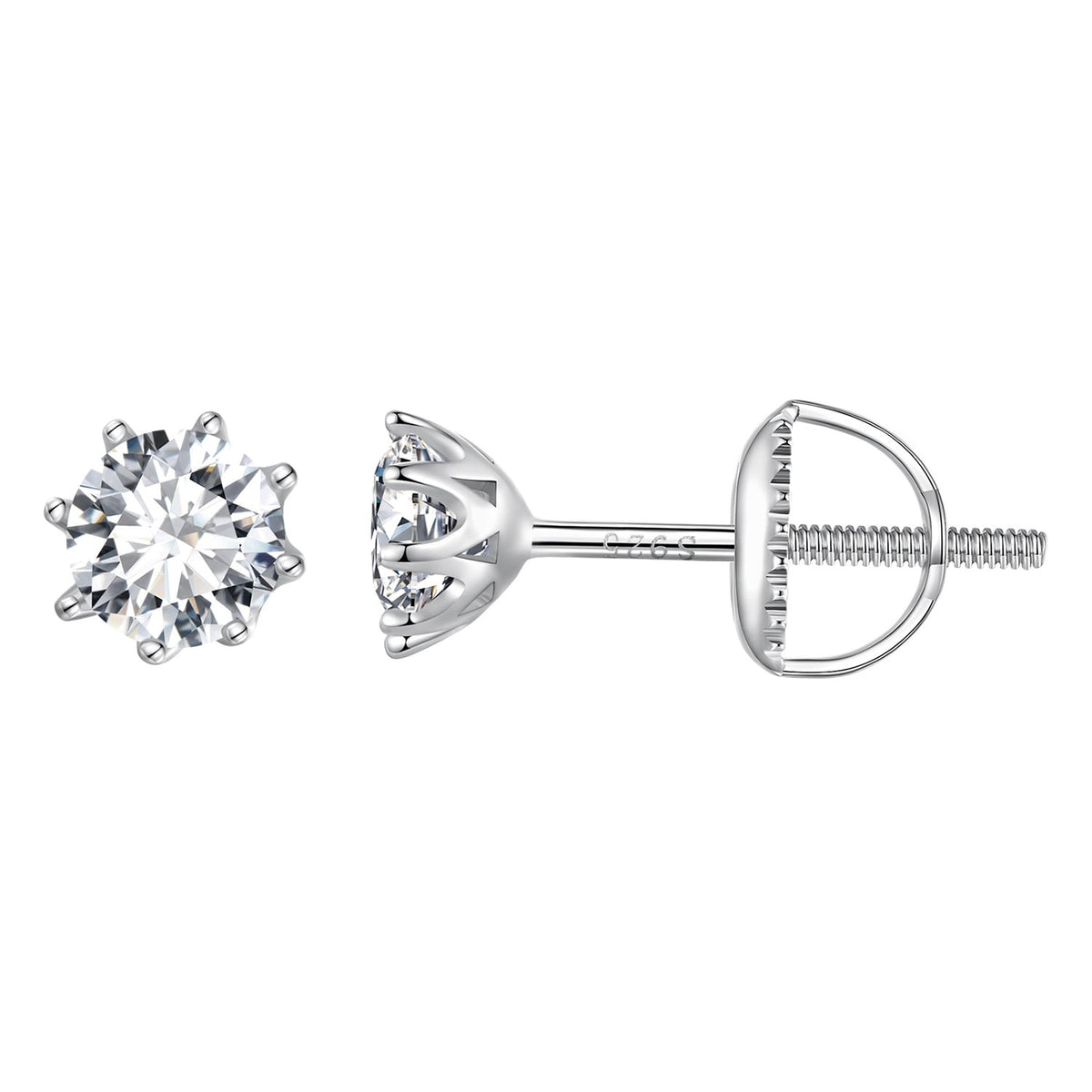 S925 Silver 0.5 Carat Moissanite Earrings 6.0mm for Women