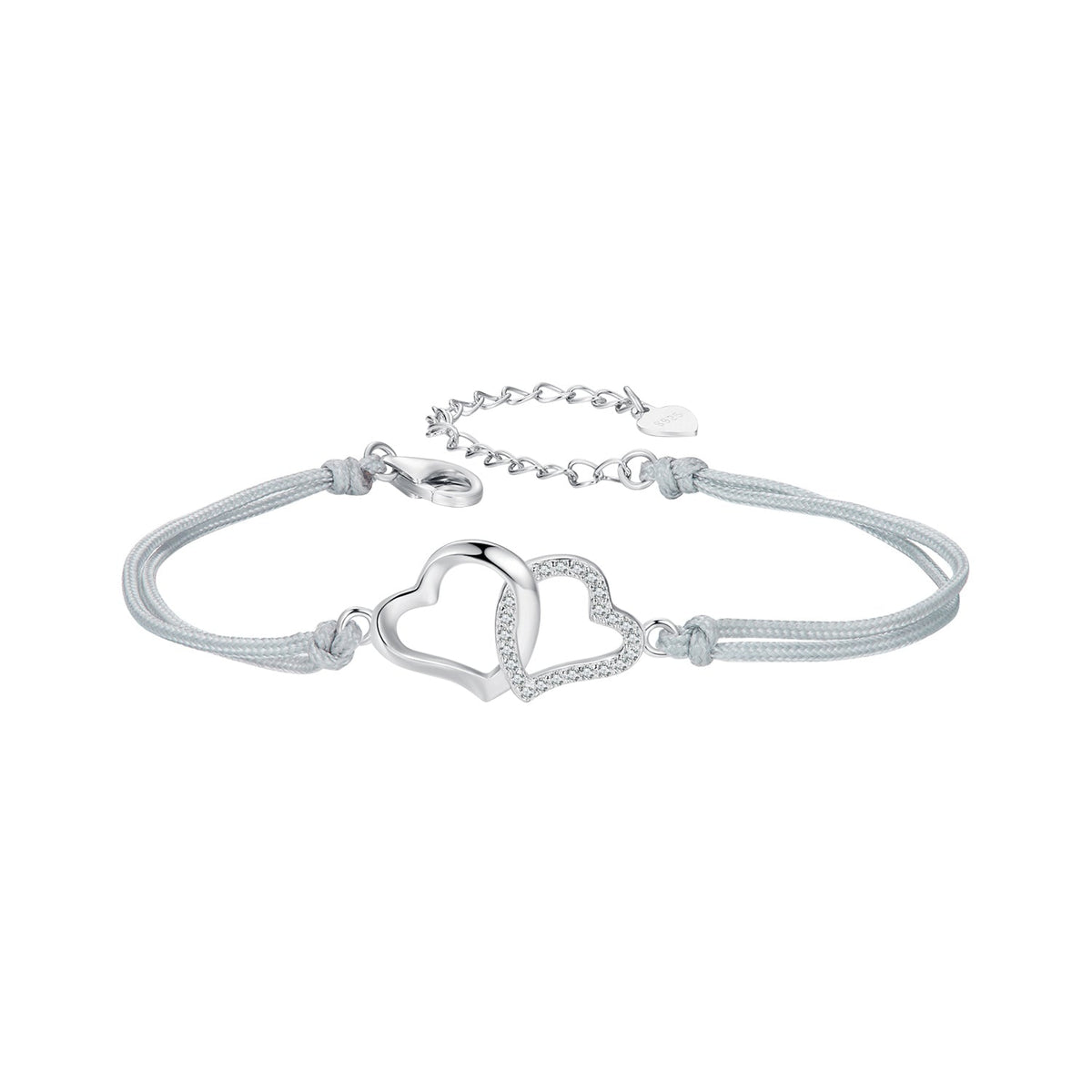 925 Sterling Silver Bracelet with Pavé Setting CZ, 170+50mm Length, White Gold Plated for Women