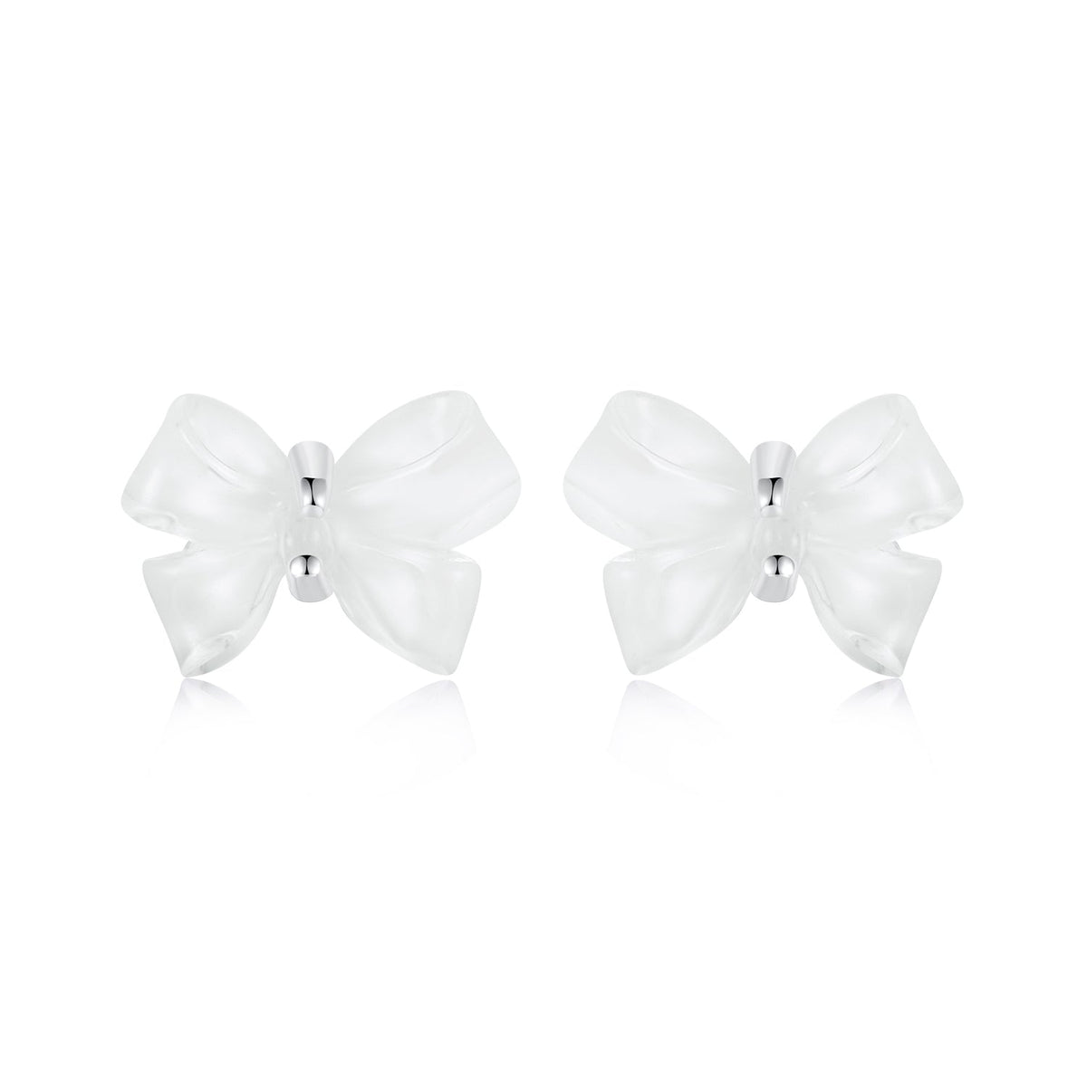 925 Sterling Silver Earrings for Women, 0.8*1.1cm, Plated White Gold