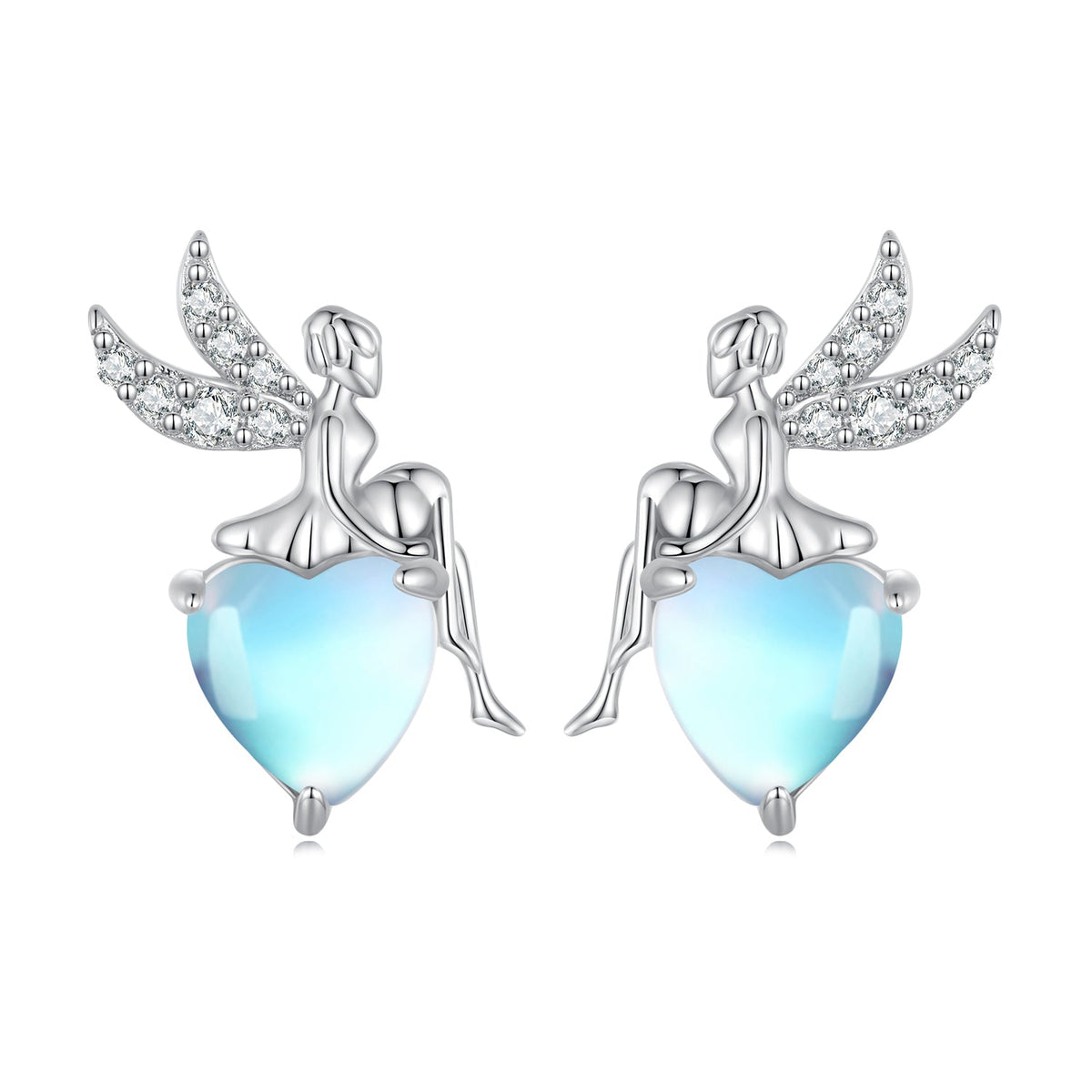 925 Sterling Silver Moonstone CZ Earrings for Women