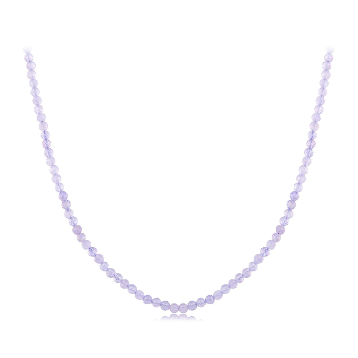 925 Sterling Silver 38+6cm Amethyst Necklace with White Gold Plating for Women