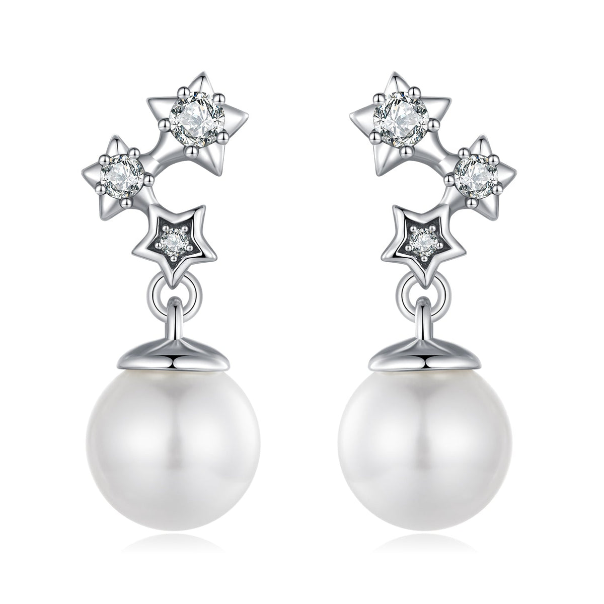 925 Sterling Silver Earrings with Quality Shell Pearl and CZ for Women