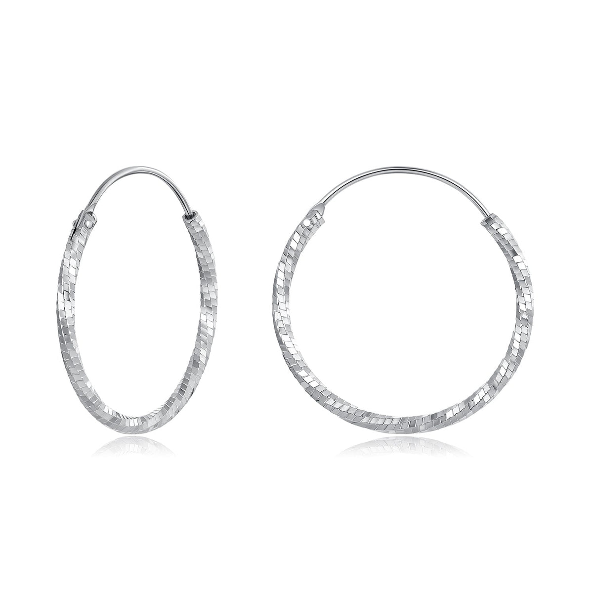 925 Sterling Silver Earrings for Women - White Gold Plated, 2.6*0.2 cm, Style L