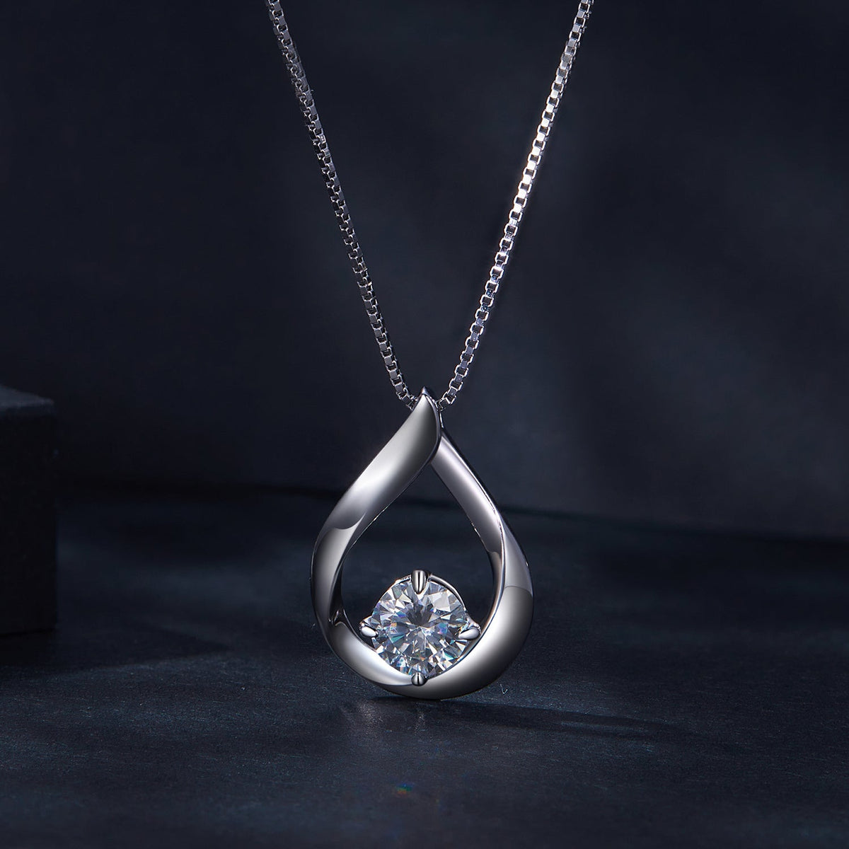 925 Sterling Silver Necklace with 1 Carat Moissanite - 400mm Length for Women