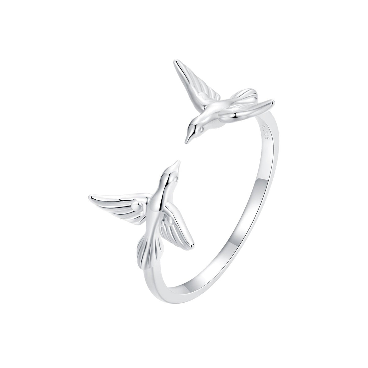 925 Sterling Silver Ring with White Gold Plating, 1.5mm Width