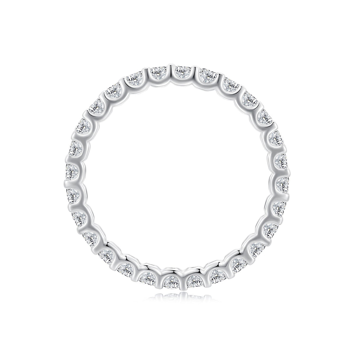 S925 Sterling Silver 2.0mm Moissanite Ring Size 9 for Women
