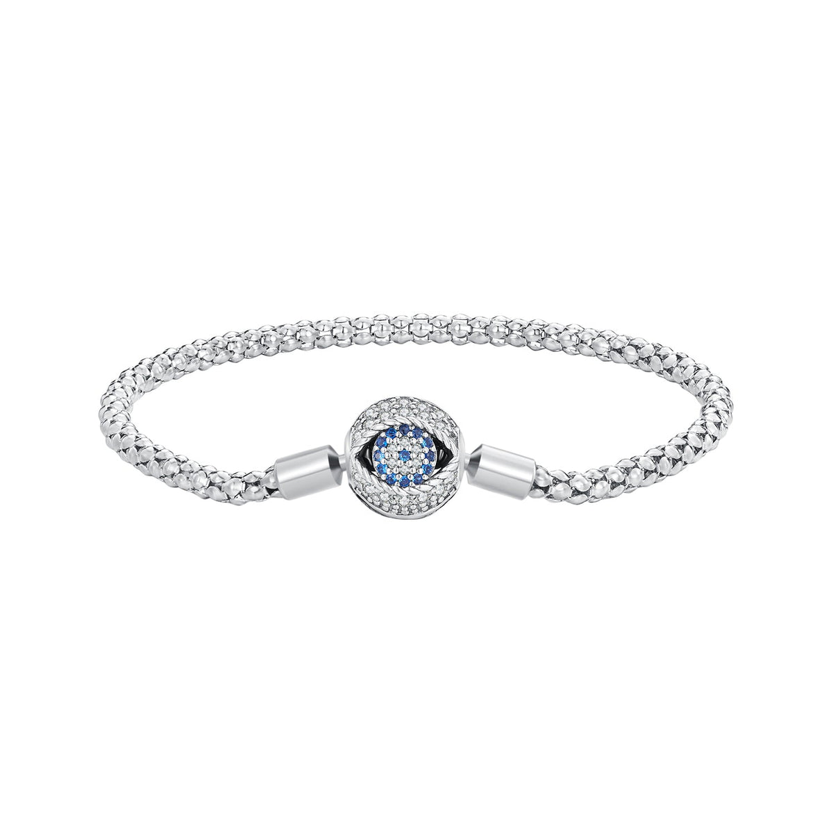 925 Sterling Silver Pavé Setting CZ 17.0 cm Oxidized Silver Bracelet for Women