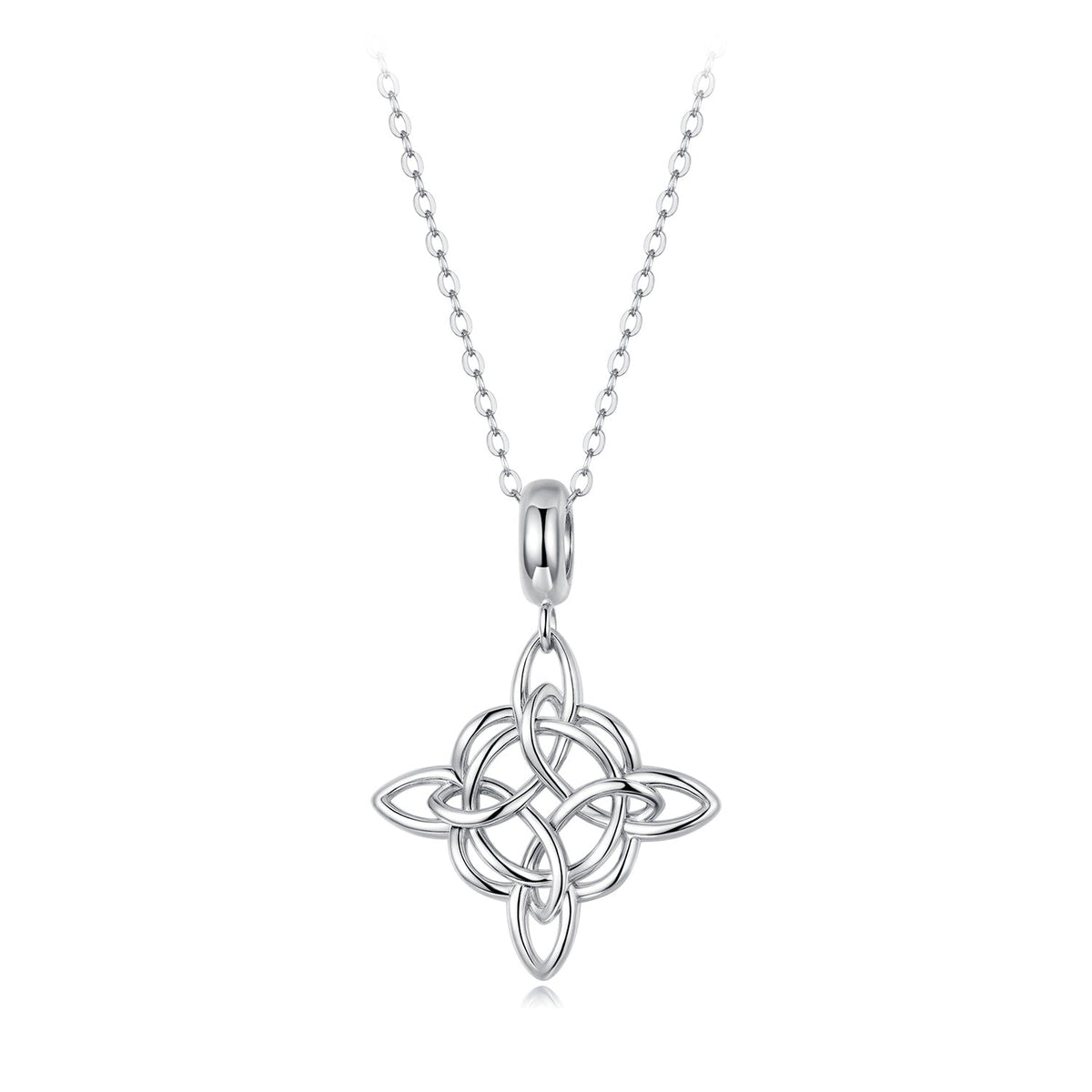 925 Sterling Silver Necklace with White Gold Plating and CZ - 40+5cm for Women
