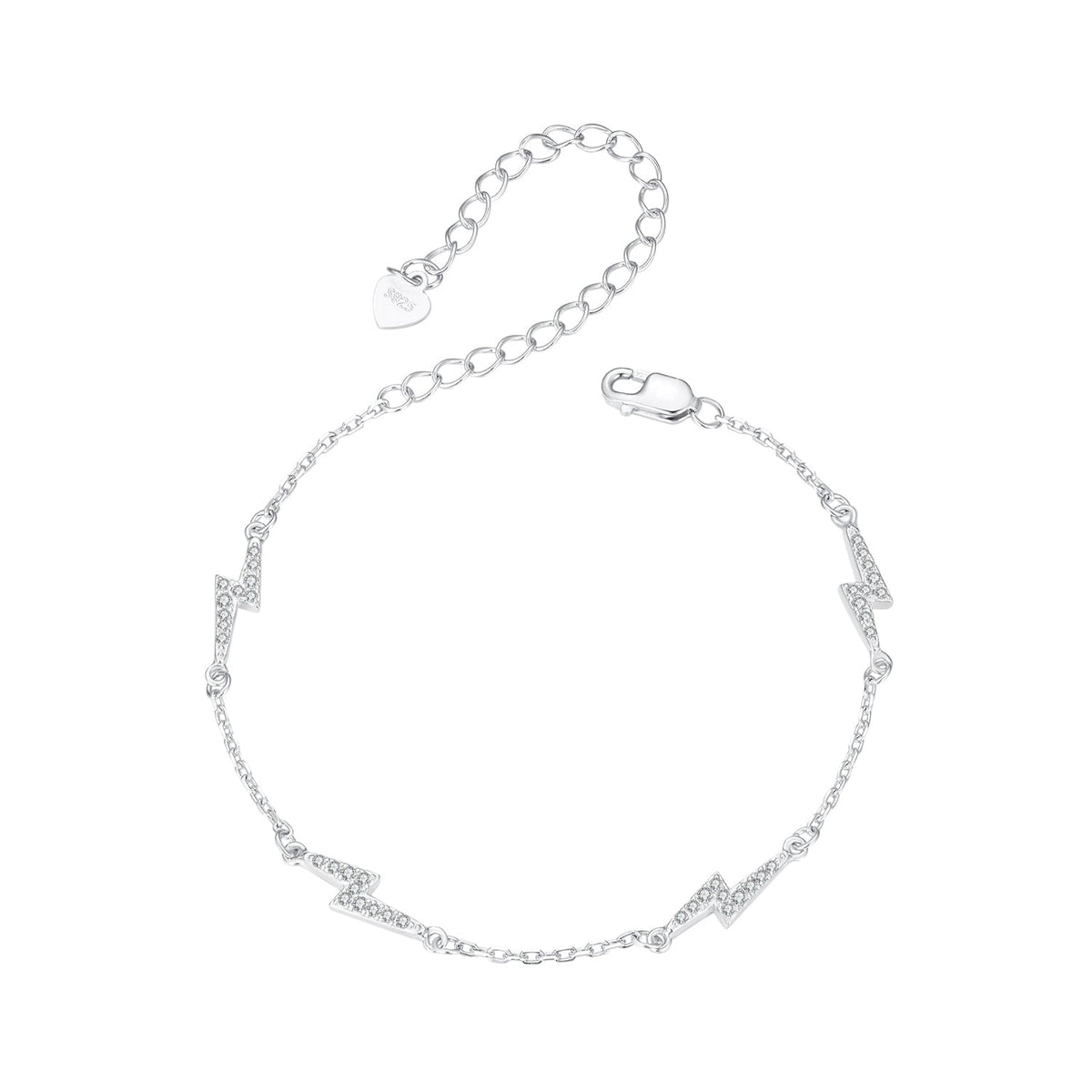 925 Sterling Silver Pave Setting CZ Bracelet with White Gold Plating