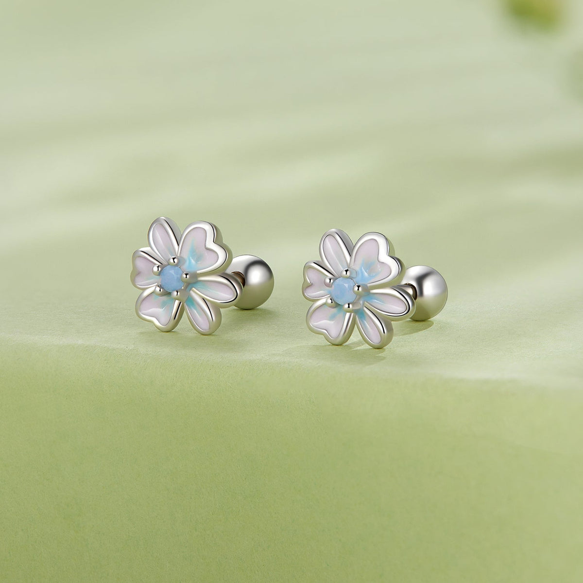 925 Sterling Silver Opal Nanometer Stone Enamel Earrings for Women