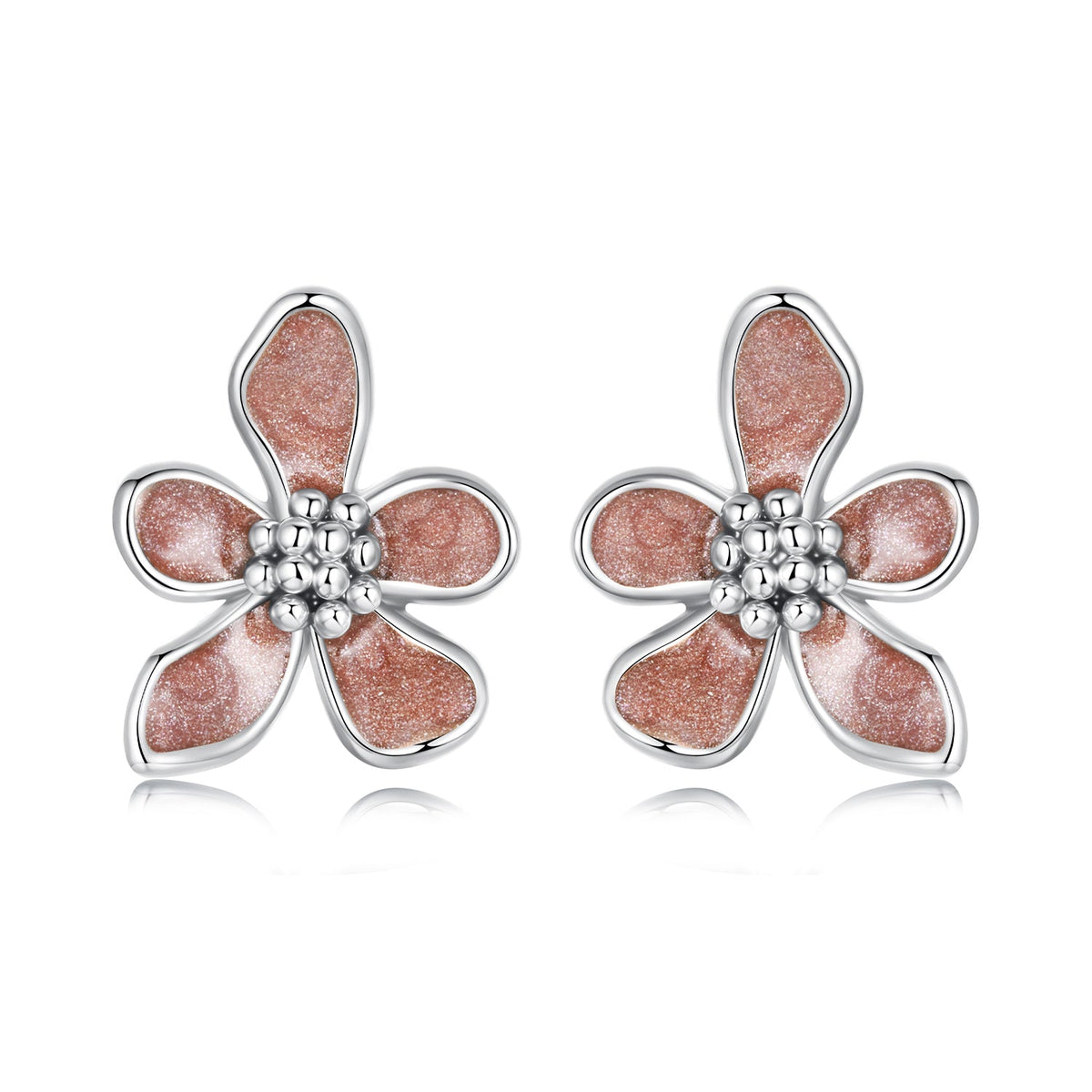 925 Sterling Silver White Gold Plated Enamel Earrings 0.9*1.0cm for Women
