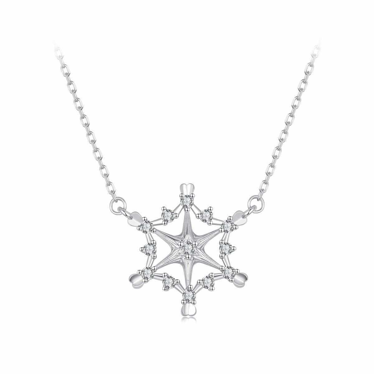 925 Sterling Silver White Gold Plated 1.8x1.9cm CZ Pendant Necklace for Women