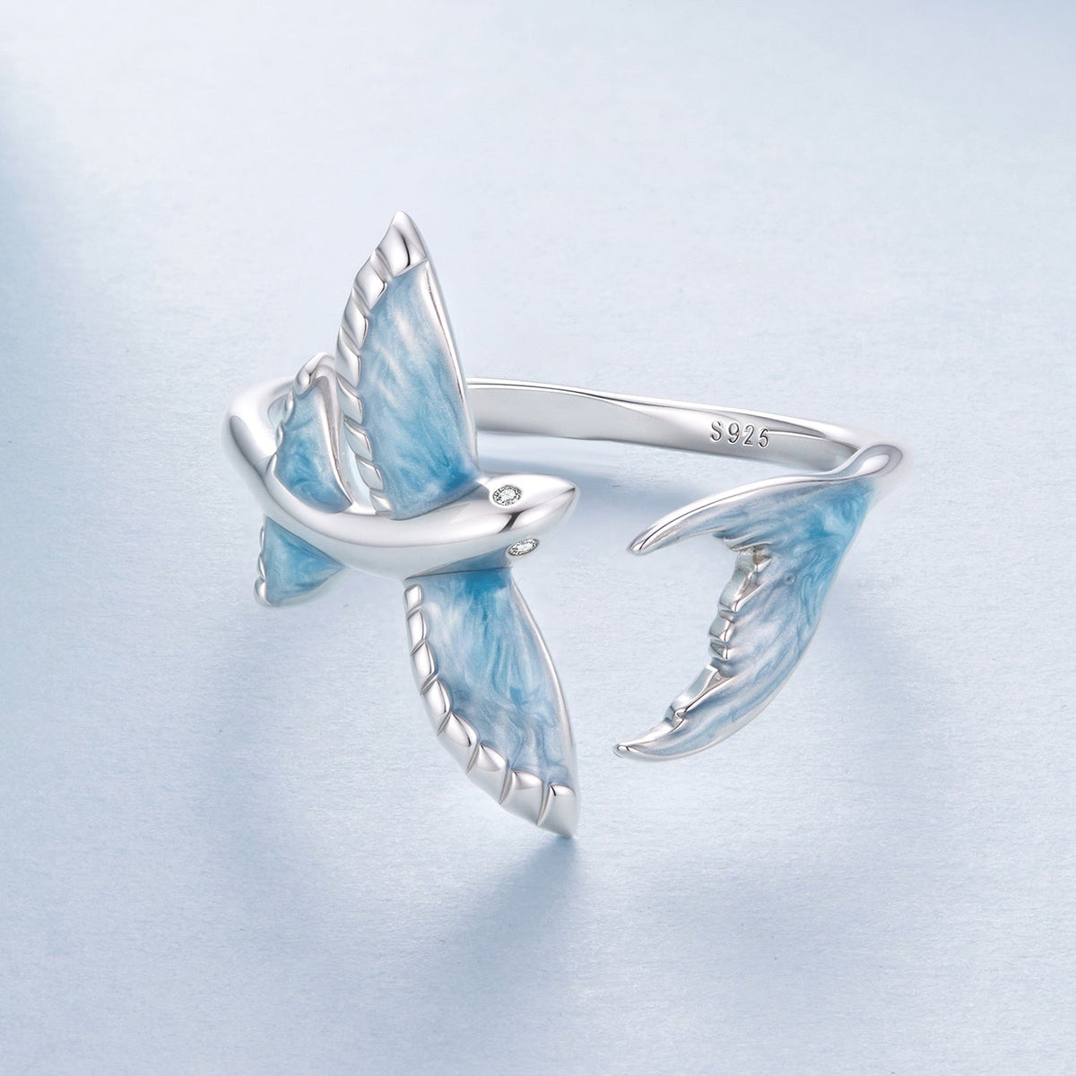 925 Sterling Silver White Enamel Pavé Set CZ Ring for Women