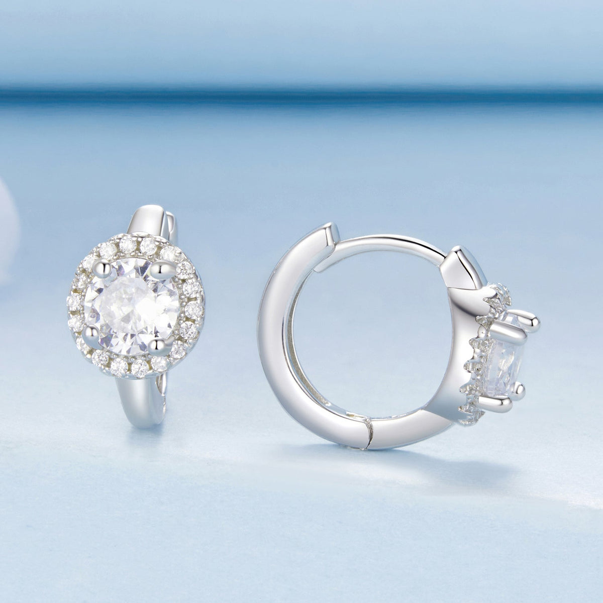 925 Sterling Silver White Gold Plated CZ Earrings for Women