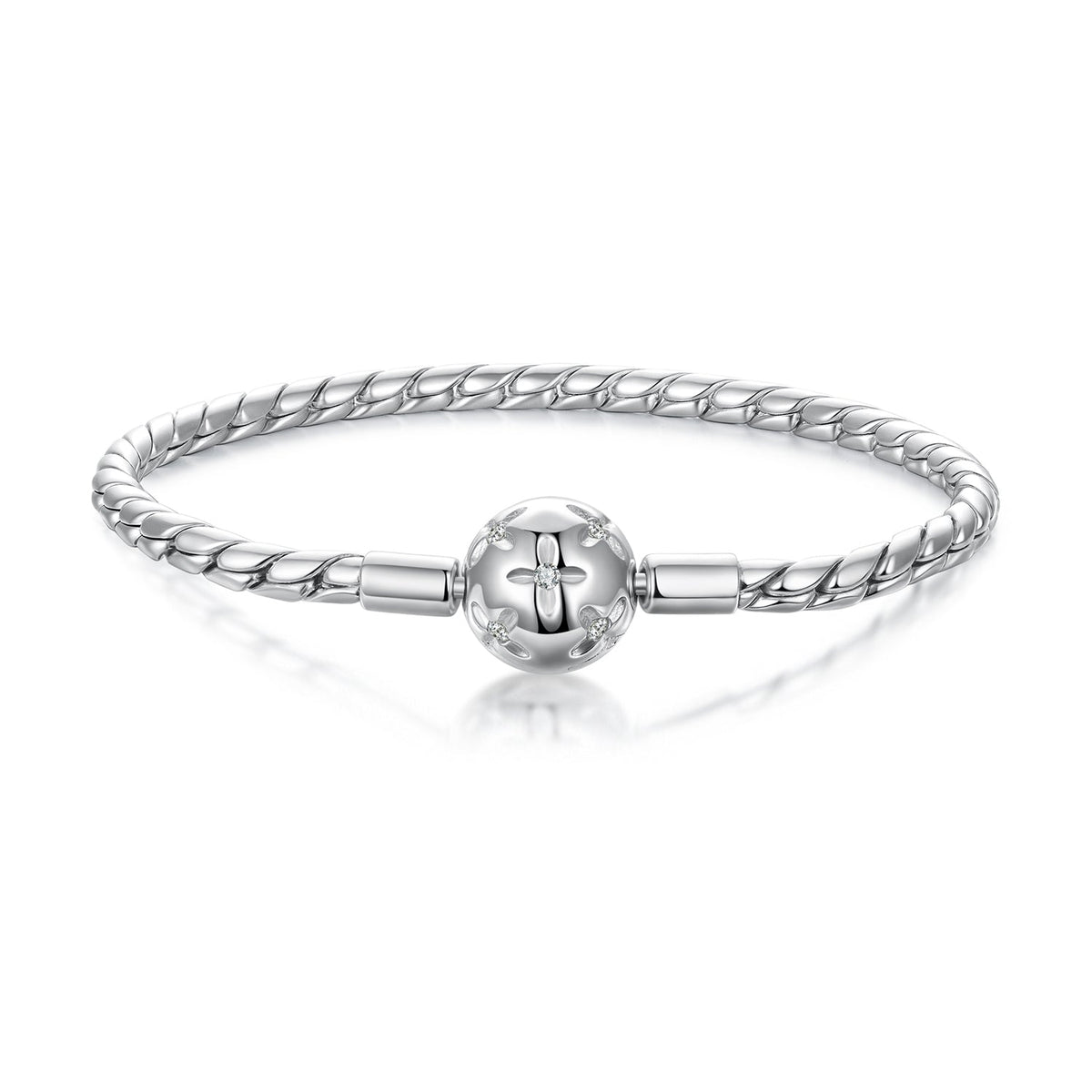 925 Sterling Silver White Gold Plated Bracelet with CZ Pendant for Women