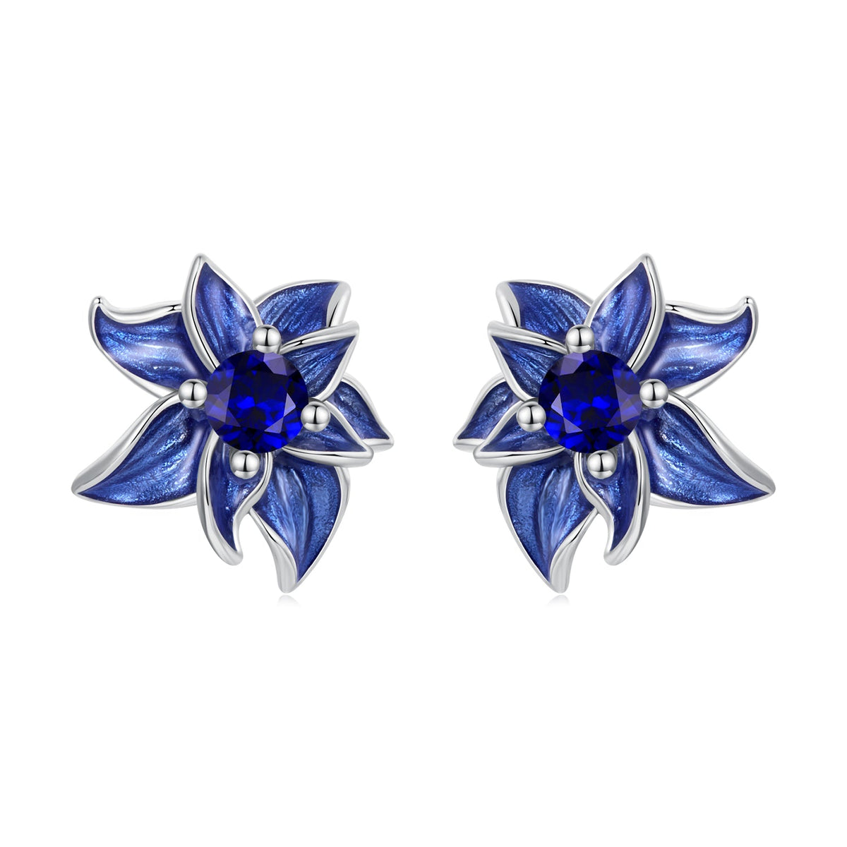 925 Sterling Silver Earrings with Enamel Process and Pavé Setting CZ