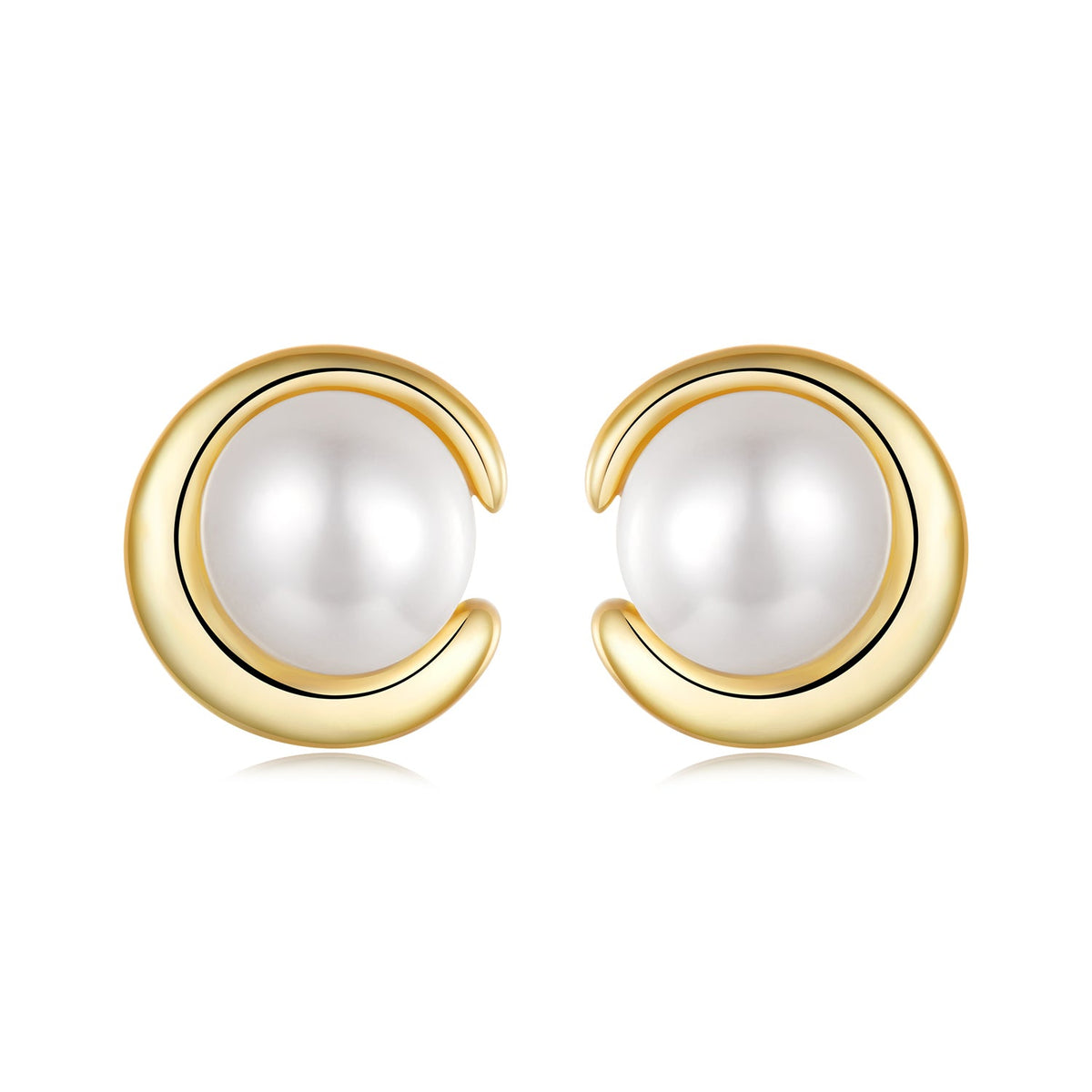 925 Sterling Silver Freshwater Pearl Gold Plated Earrings