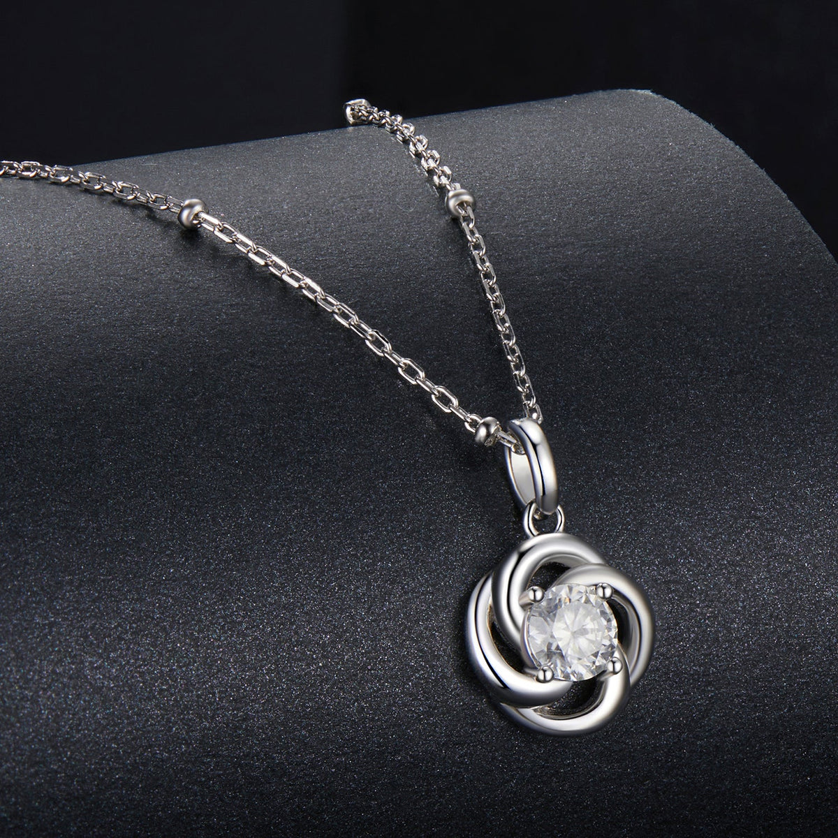 925 Sterling Silver 0.5 Carat Moissanite Necklace with White Gold Plating for Women