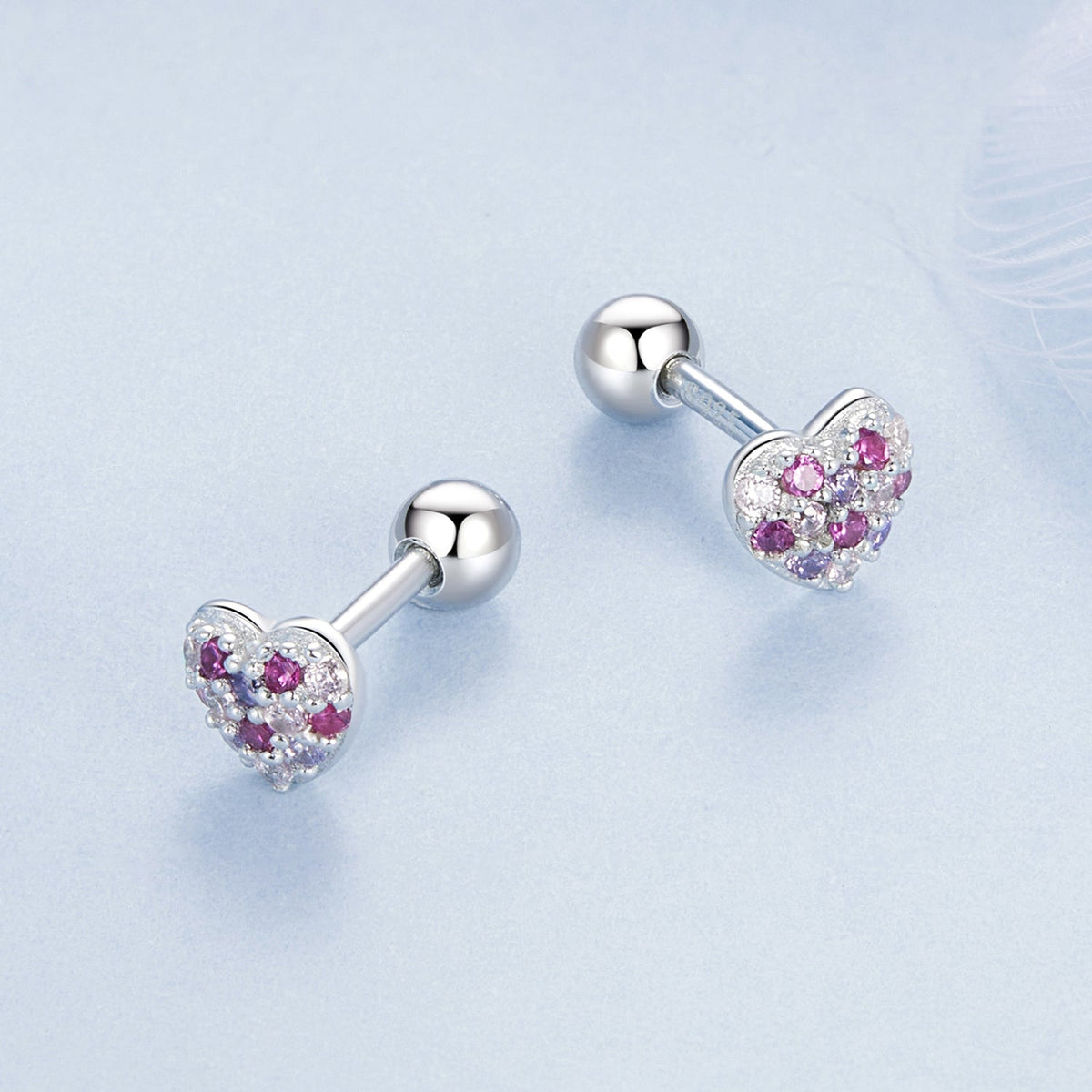 925 Sterling Silver Earrings with Pavé Setting CZ in White Gold for Women