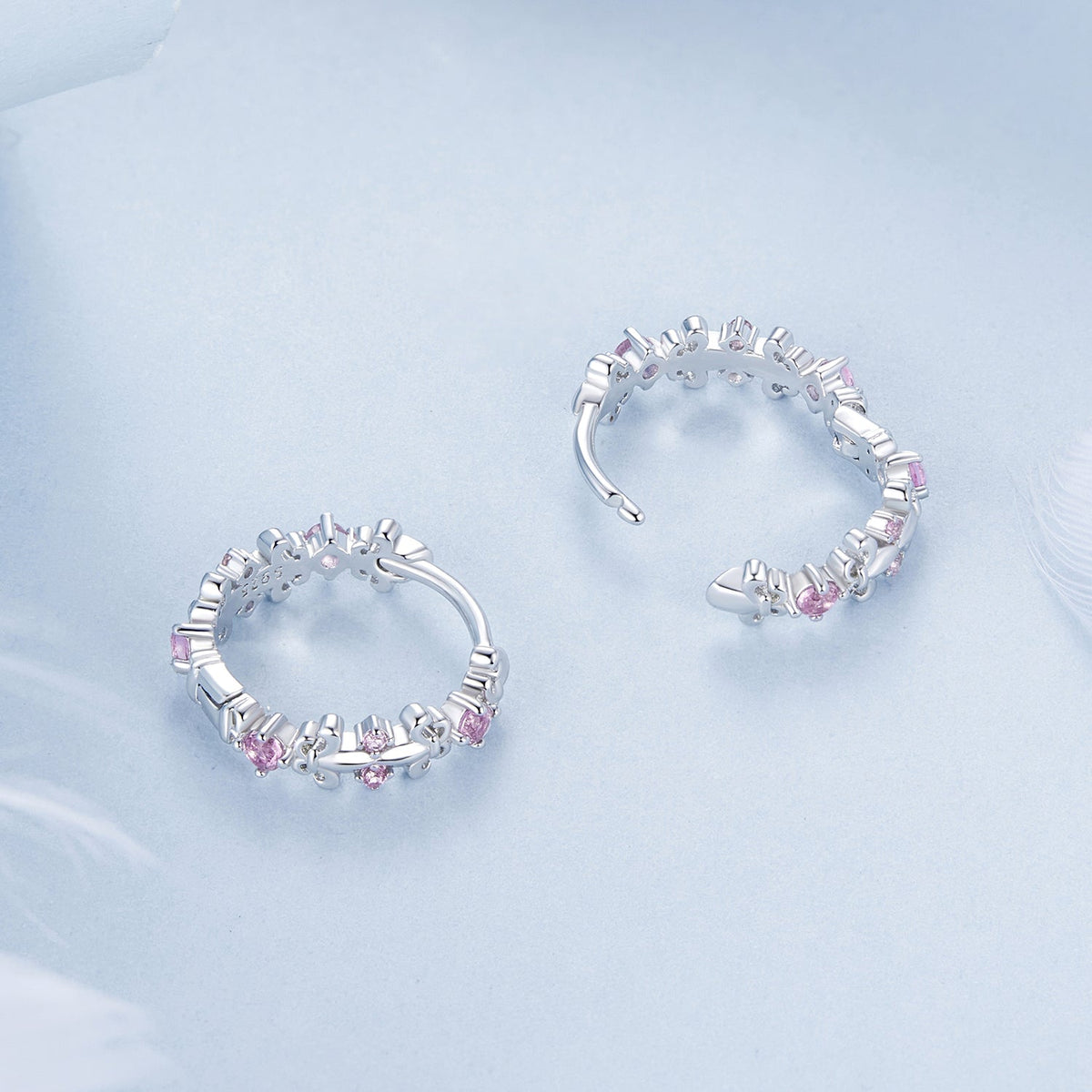 925 Sterling Silver Pavé CZ White Gold Plated Earrings for Women