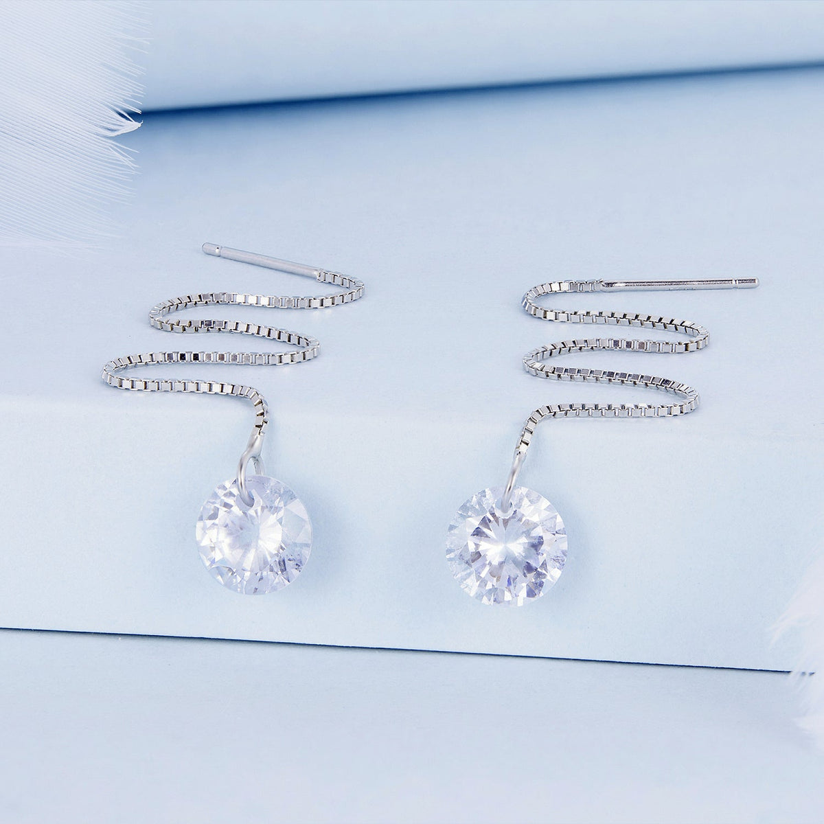 925 Sterling Silver Earrings with 0.8cm Main Stone and CZ for Women