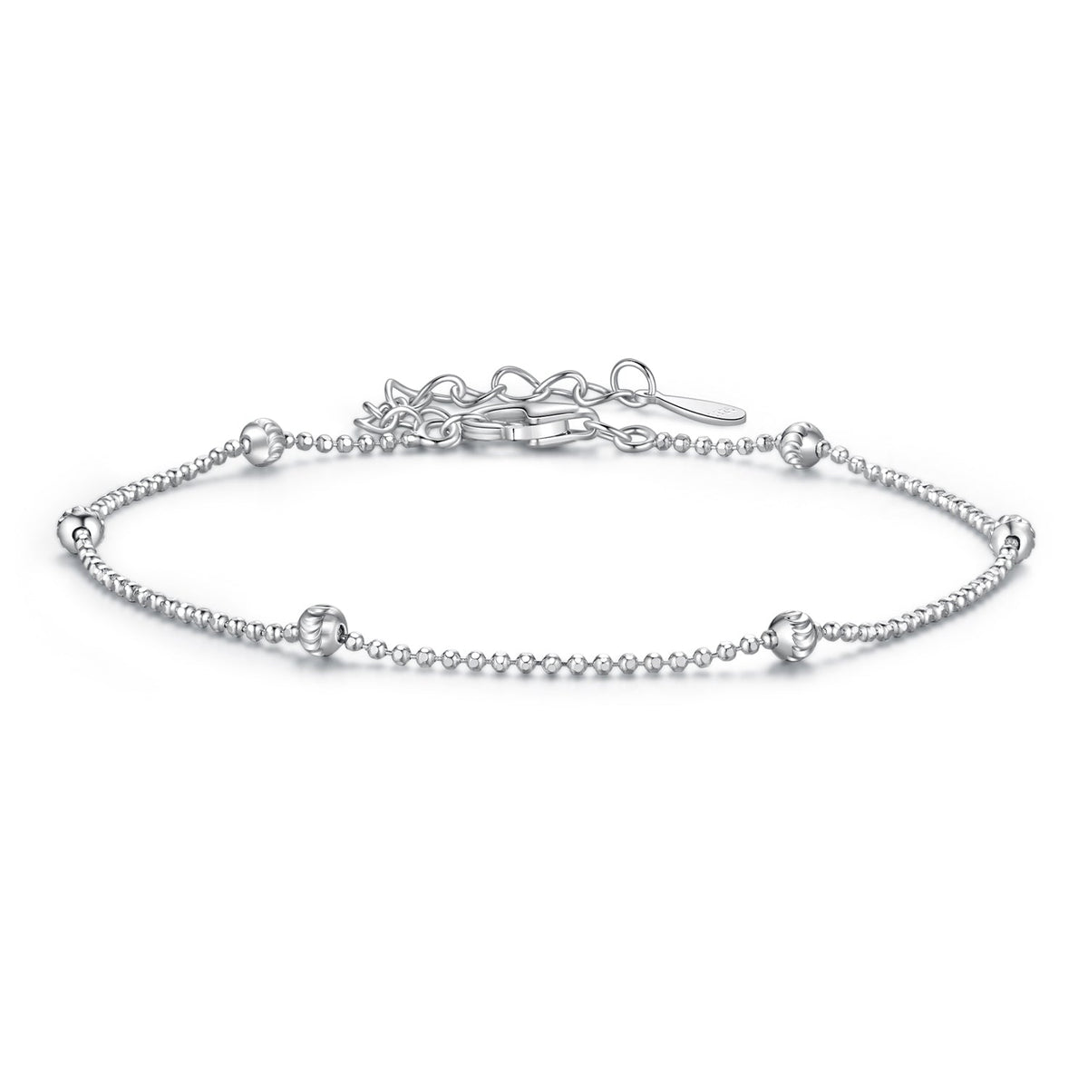 925 Sterling Silver & Plated White Gold Bracelet with Adjustable Length