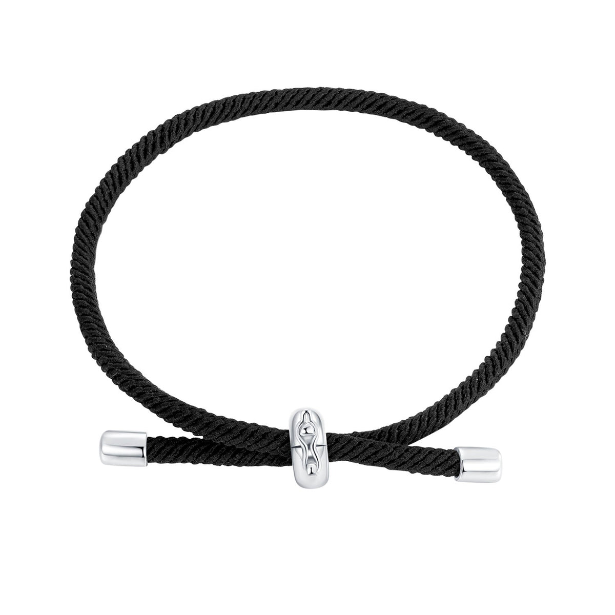 925 Sterling Silver and White Gold Plated Rope Bracelet for Men