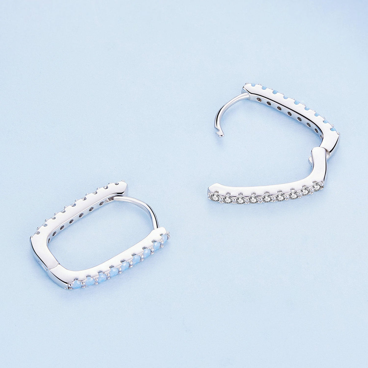 925 Sterling Silver Opal Earrings with Platinum Plating for Women
