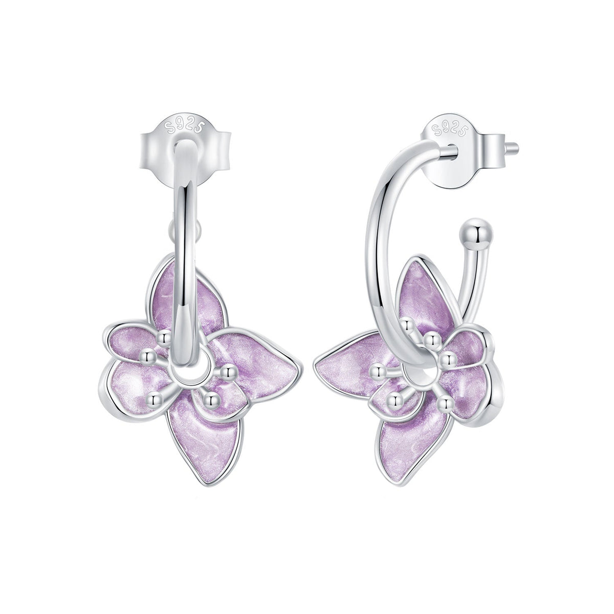 925 Sterling Silver Enamel White Gold Plated Earrings Size 20*14mm