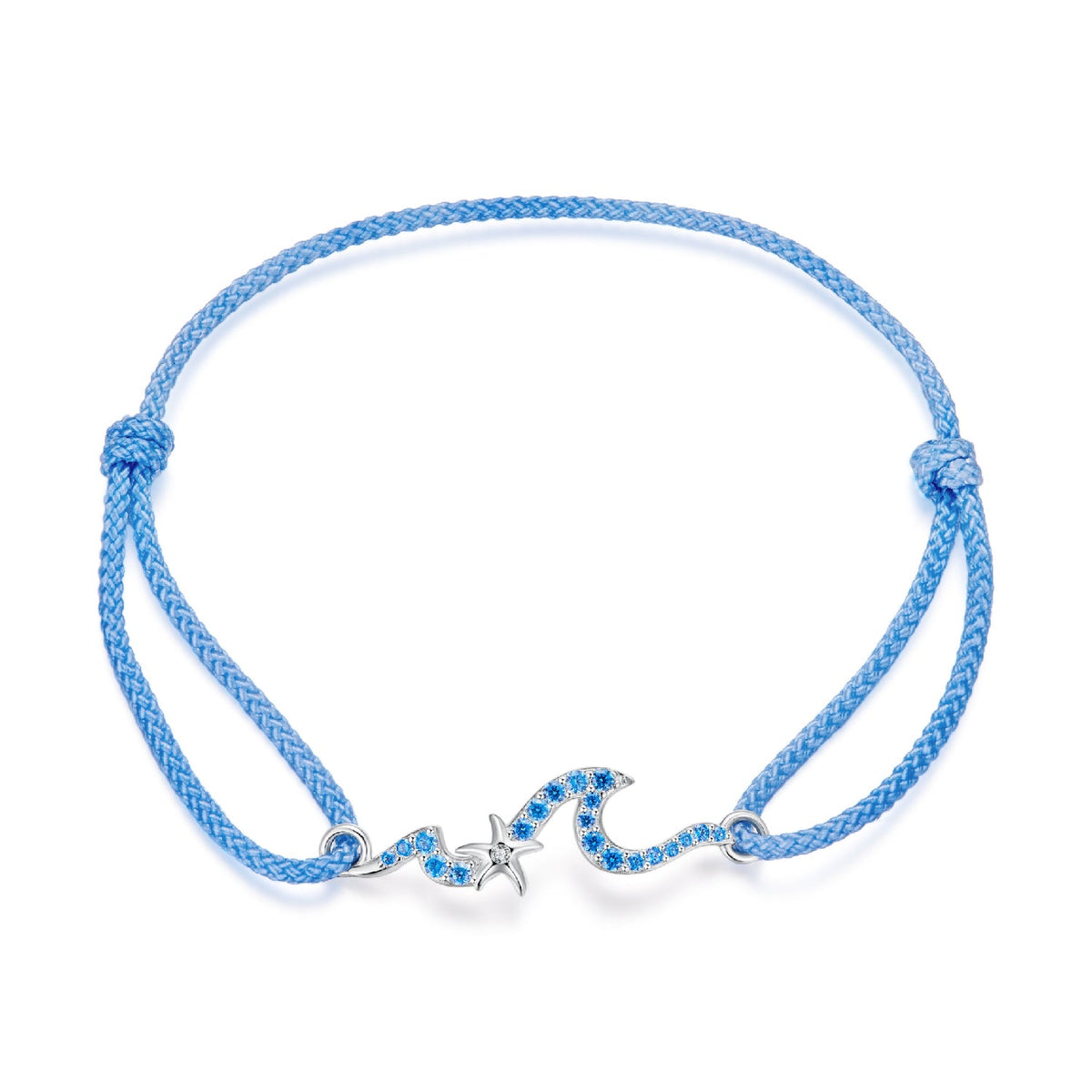 925 Sterling Silver Adjustable White Gold Bracelet with CZ Pendants for Women