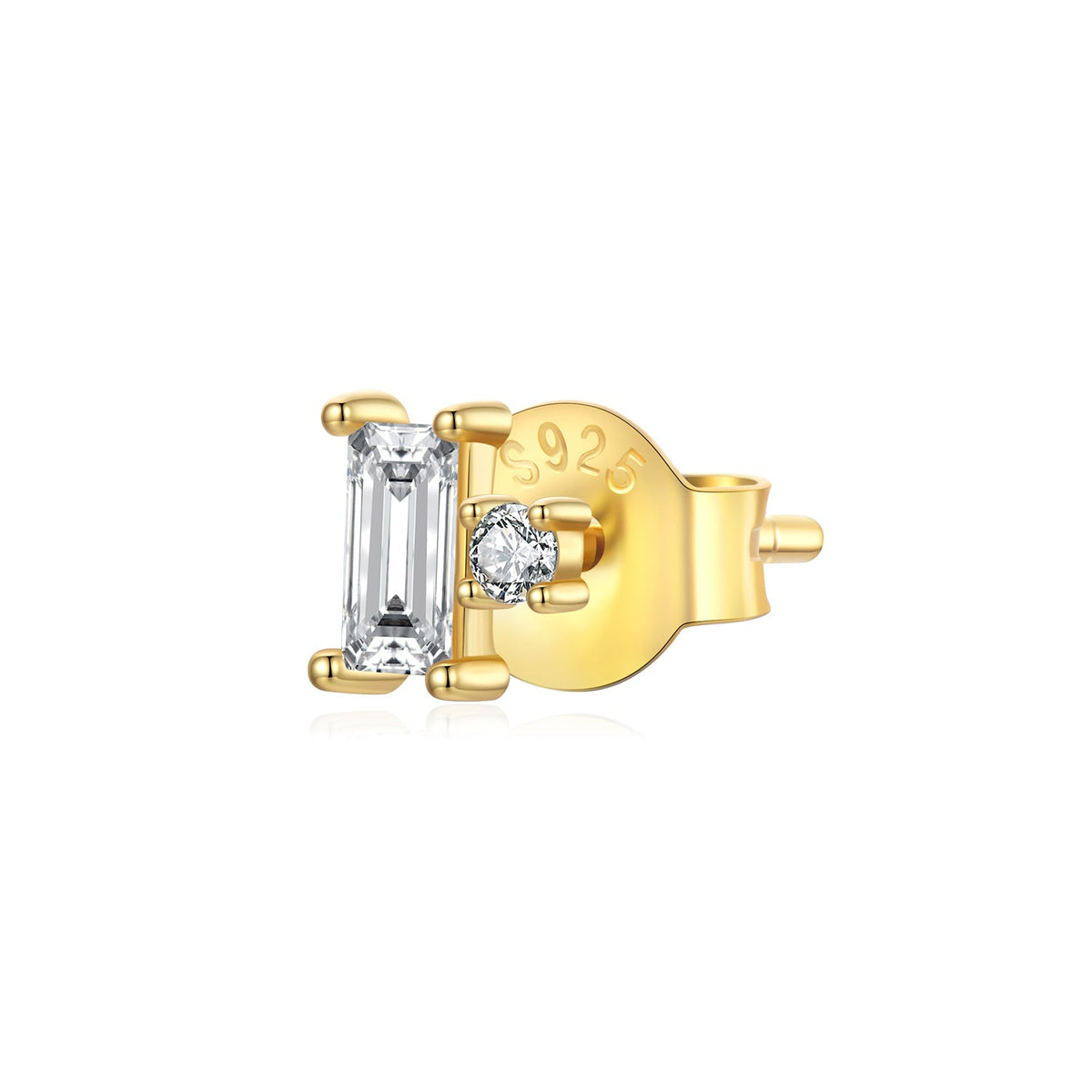 925 Sterling Silver Mini Stud Earrings with Gold Plating and CZ